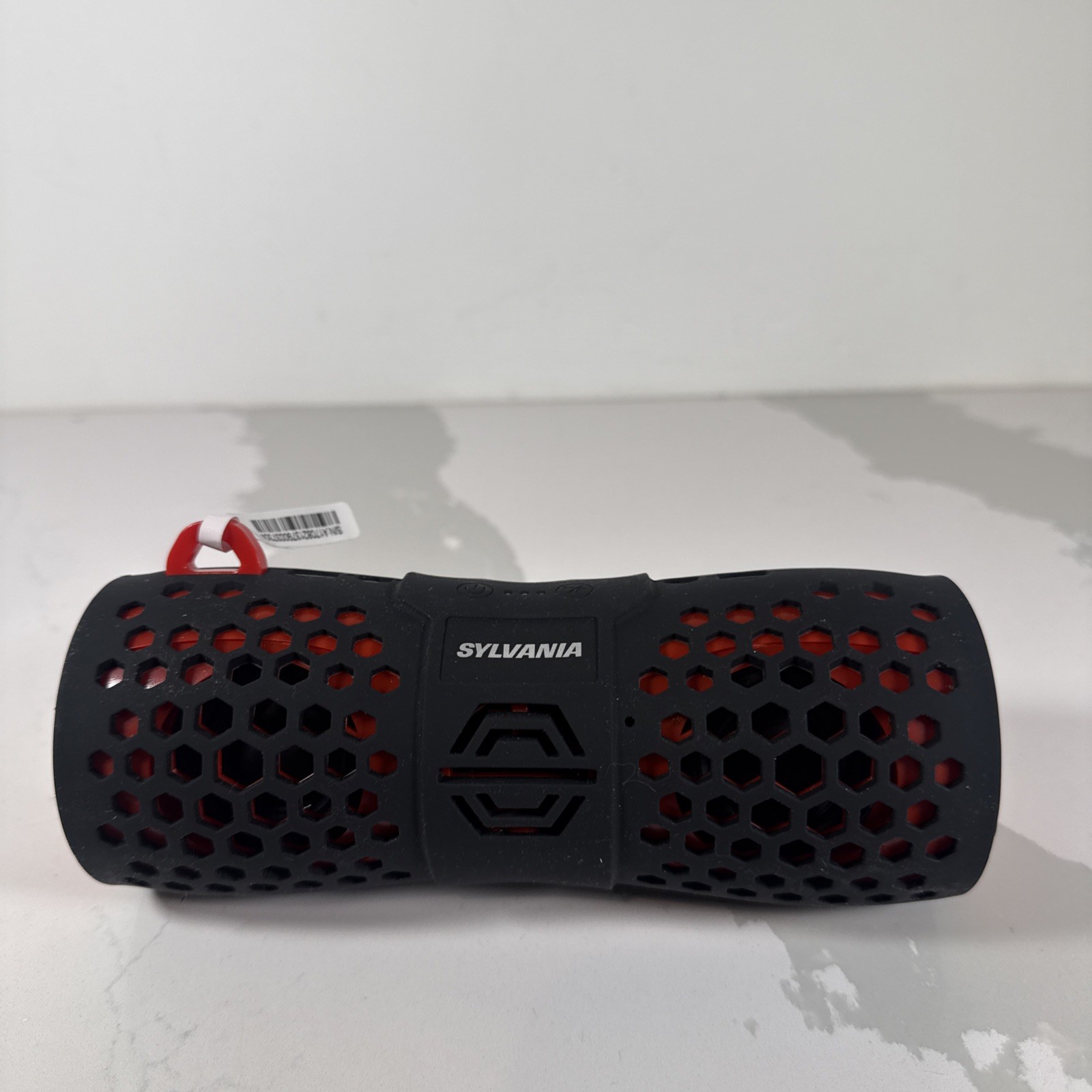 Sylvania SP353 Rugged Portable Bluetooth Speaker Black/Red Rubberized Tested*