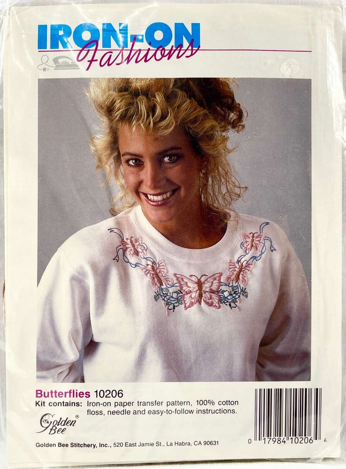 NEW 1990s Golden Bee Butterflies 10206  Iron-On Fashion Transfer Kit Vintg 14679