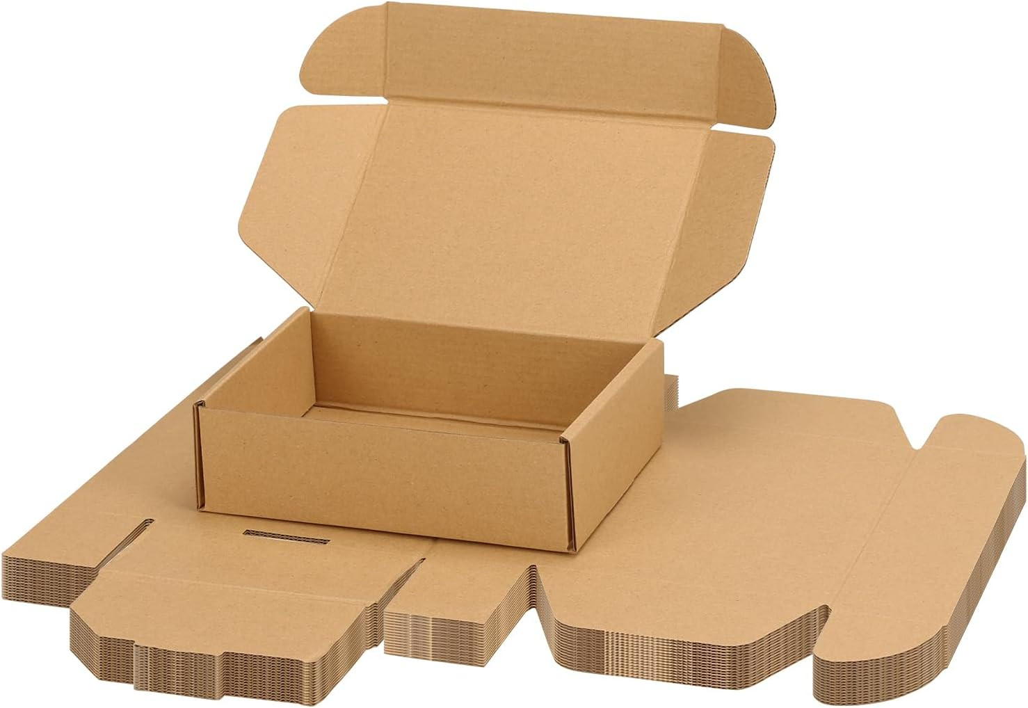 7X5X2 Inch Shipping Boxes 15 Pack Brown, Tab Lock Tuck Top Mailer Boxes for Pack