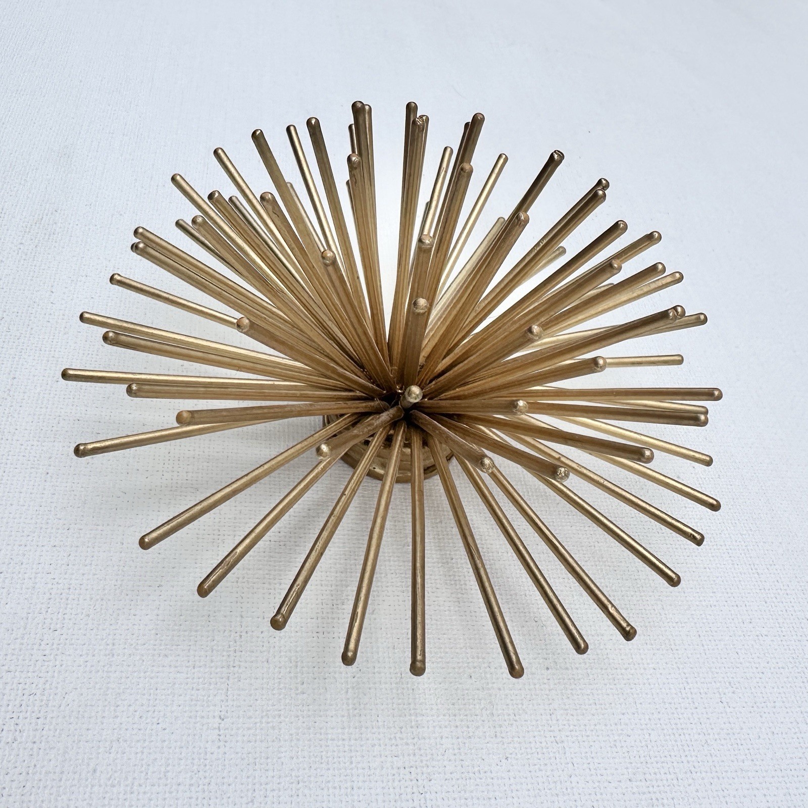 Single Retro Atomic Starburst Sea Urchin 3D Wall Hanging Decor Gold Tone 5” Diam