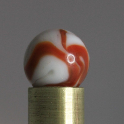 AKRO AGATE MARBLE TARGET OXBLOOD RED YELLOW OPAQUE WHITE 5/8" VINTAGE GLASS TOY