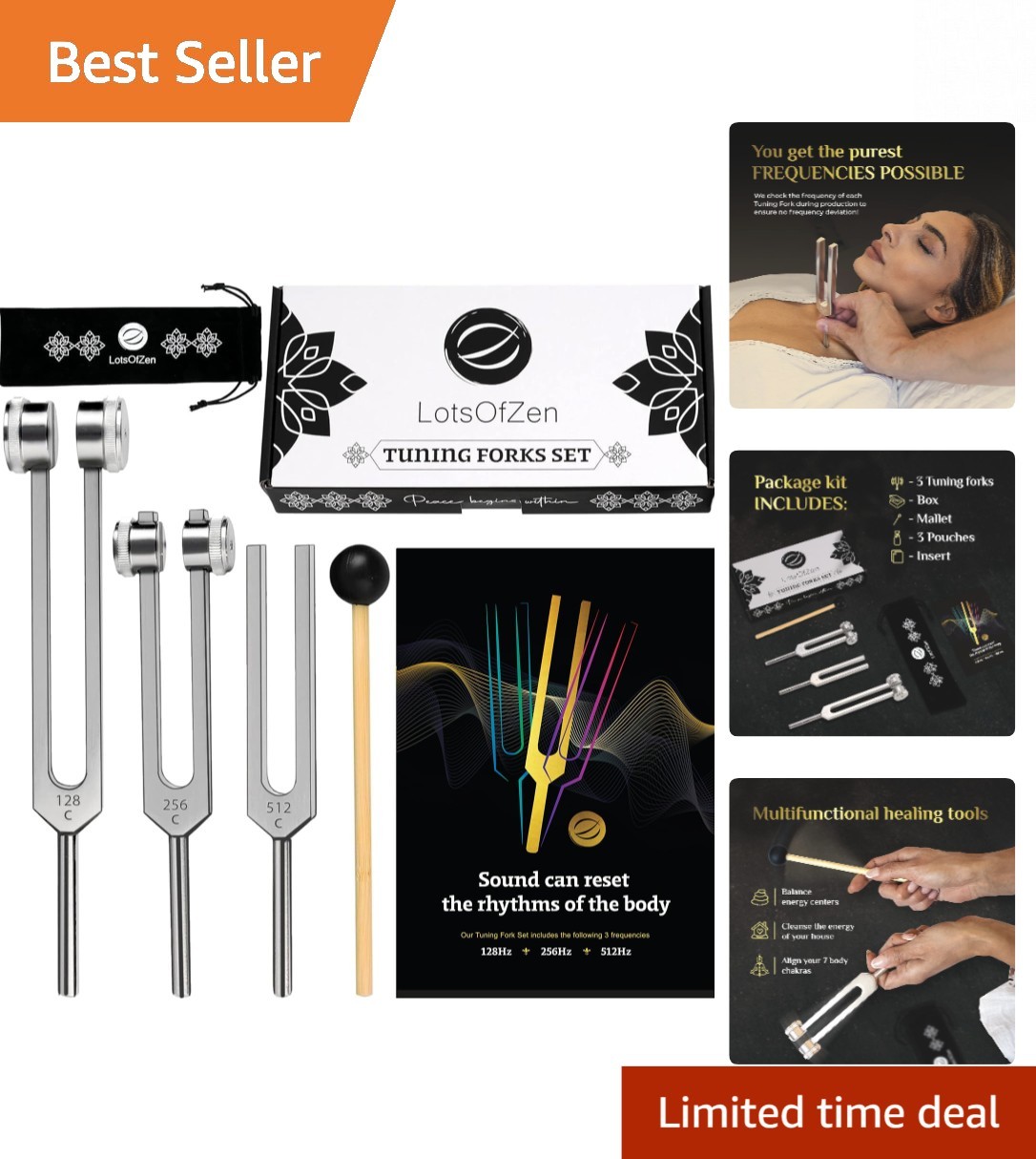 3-Piece Tuning Forks Set with Mallet – Portable Sound Healing & Meditation Tools