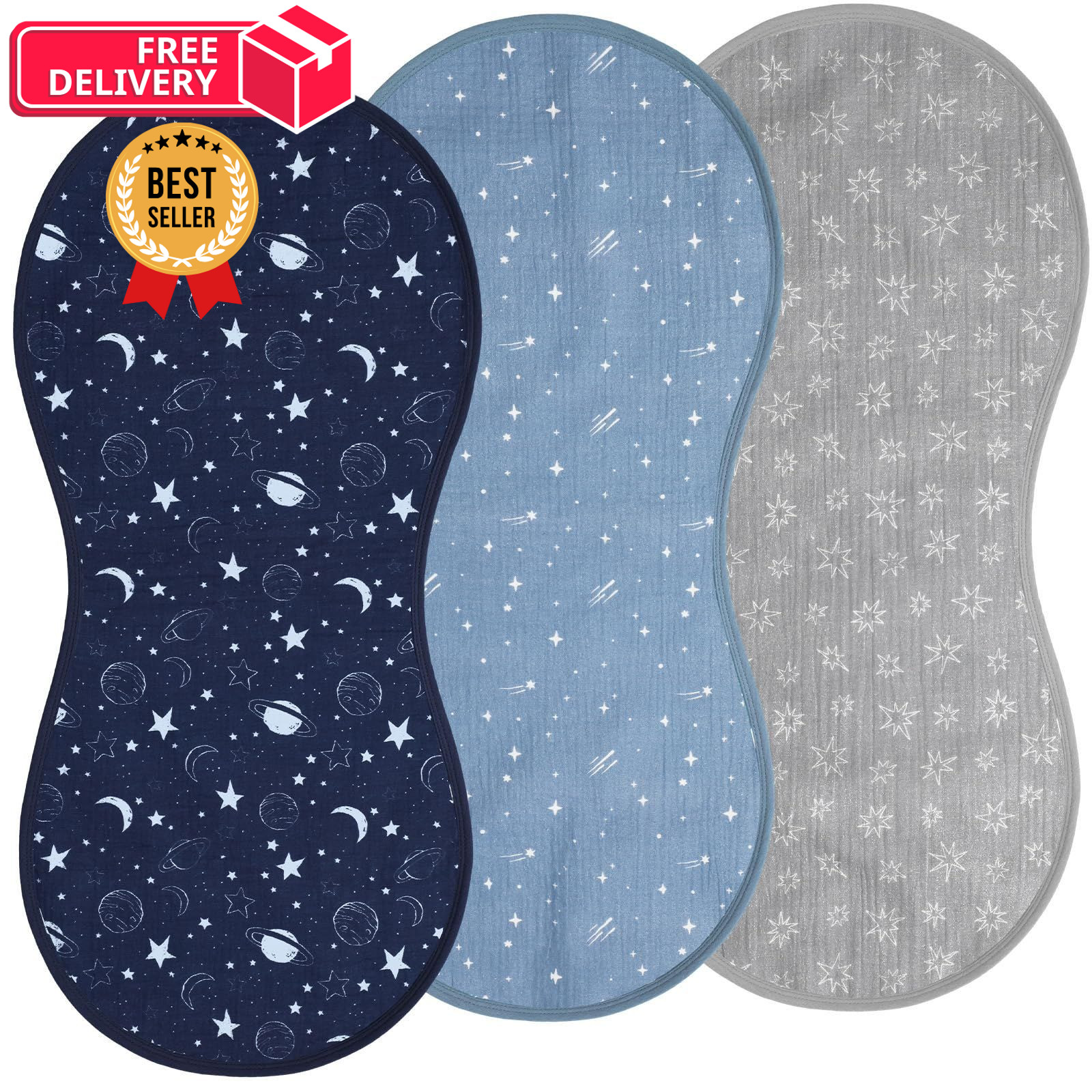 Hahafelt 3 Pcs Changing Pad Liners Fits in Peanut Shape Multicolor 