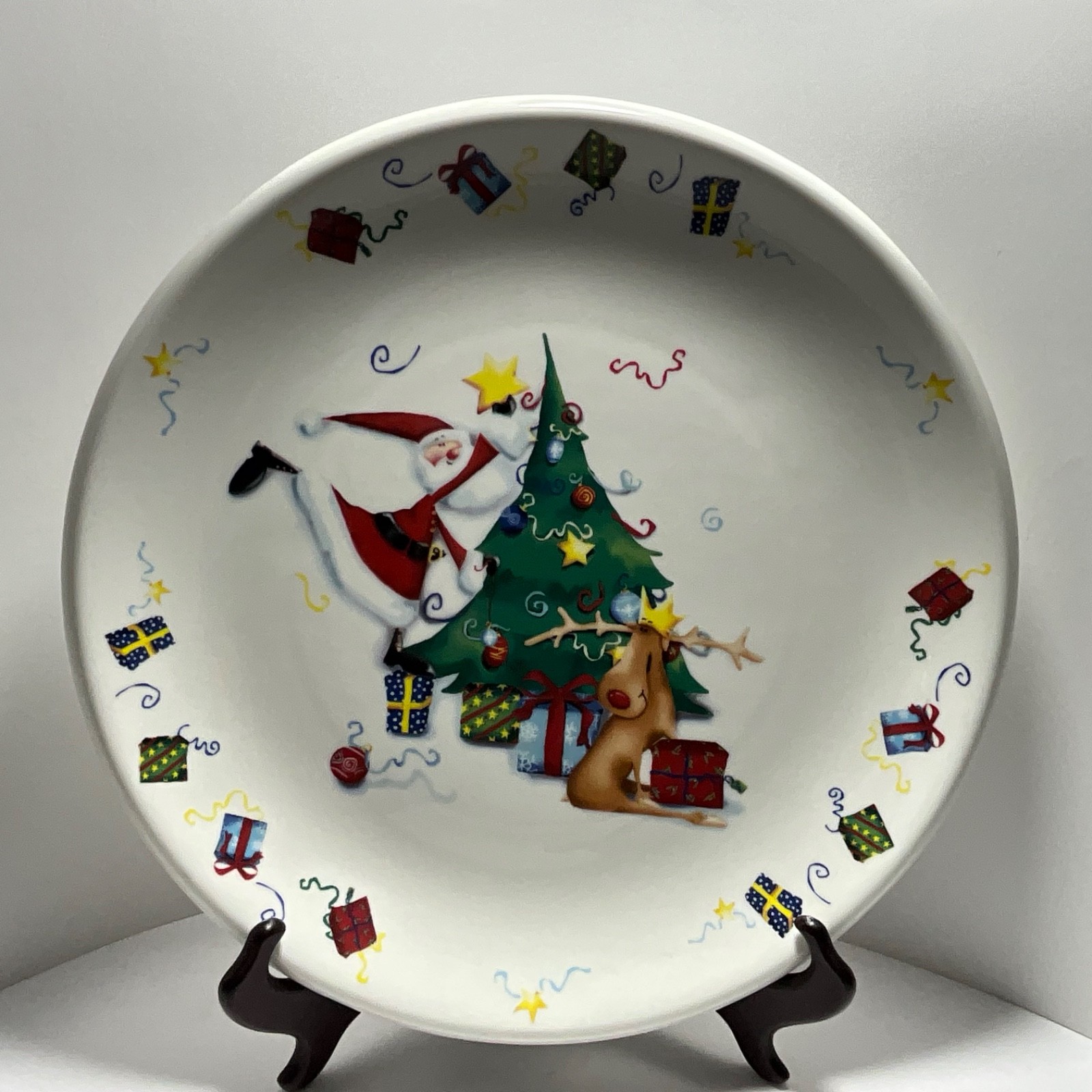 VINTAGE PORTMEIRION “JOLLY SANTA” 13-INCH ROUND SERVING PLATTER DISCONTINUED