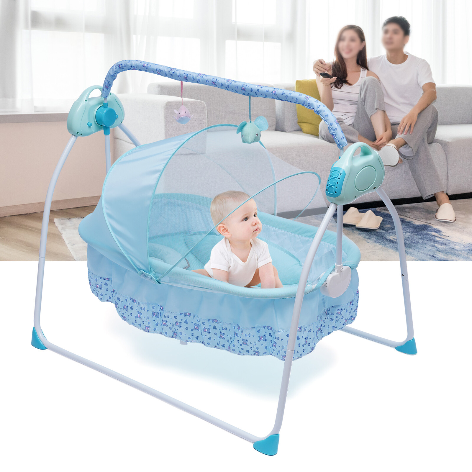 Electric Baby Crib Cradle Auto-Swing Newborn Bassinet Sleep Bed Infant Bluetooth