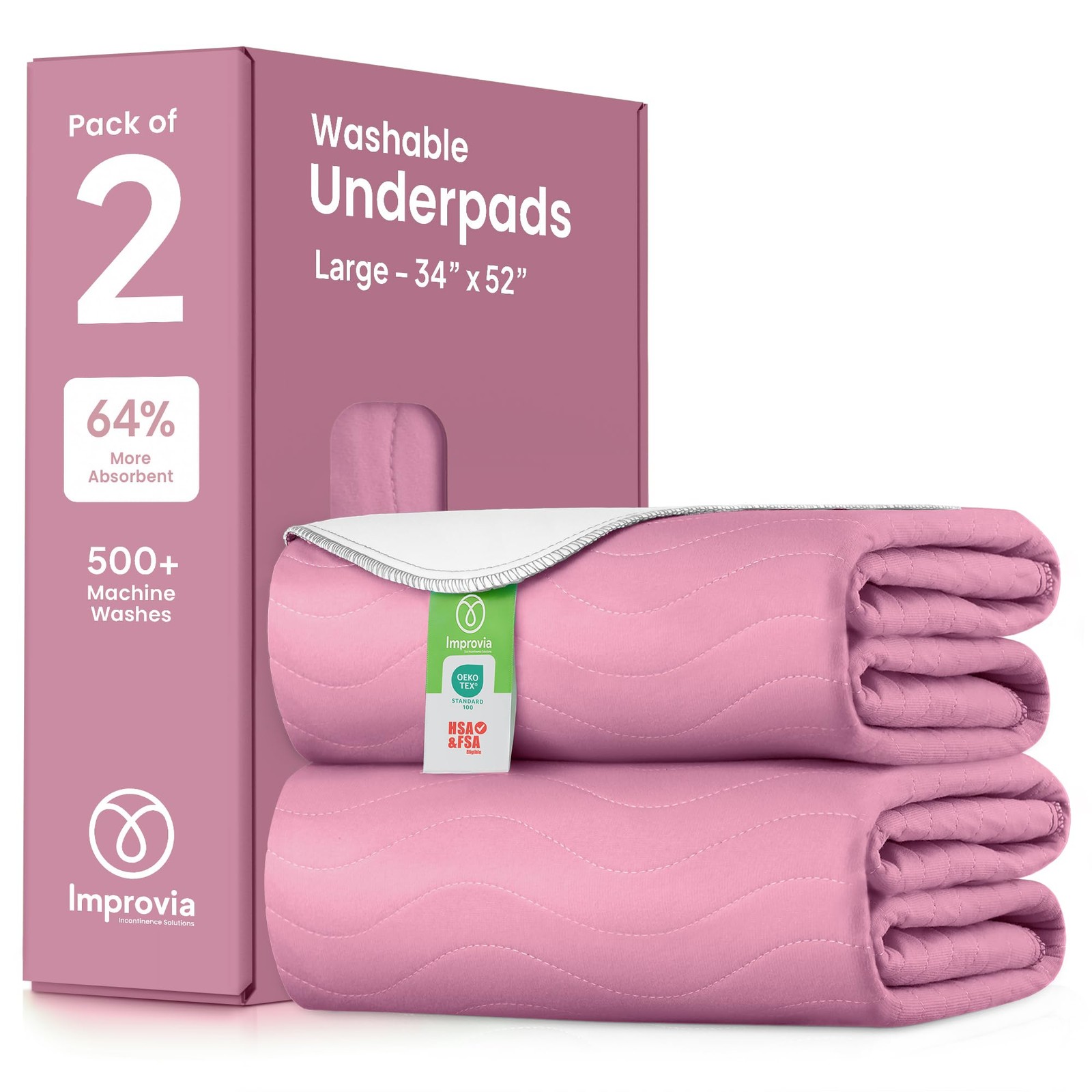 Washable Underpads 34 x36 Pack of 4 Heavy Absorbency Reusable Incontinence Pads