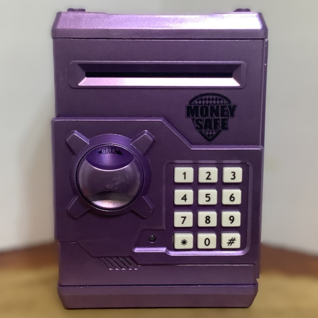 Purple Kids Toy Battery Operated Money Safe