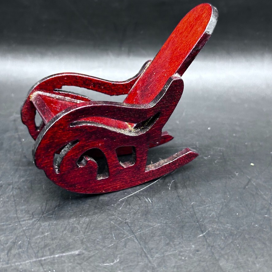 Dollhouse Furniture Red Rocking Chair Miniature Vintage 1970s