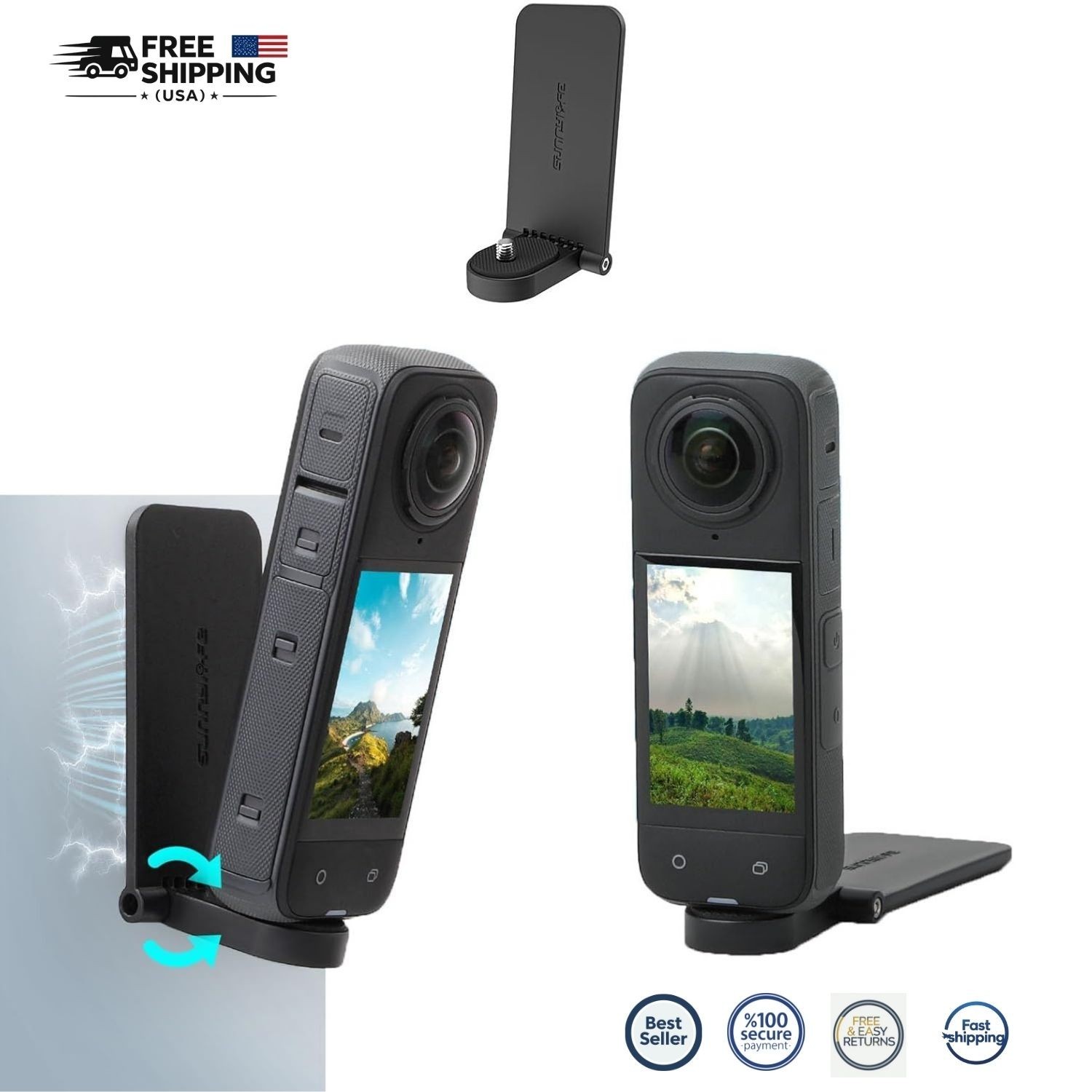 Magnetic Mount Stand for Insta360 X4 X3 X5 DJI Osmo Pocket 3 Adjustable Camera