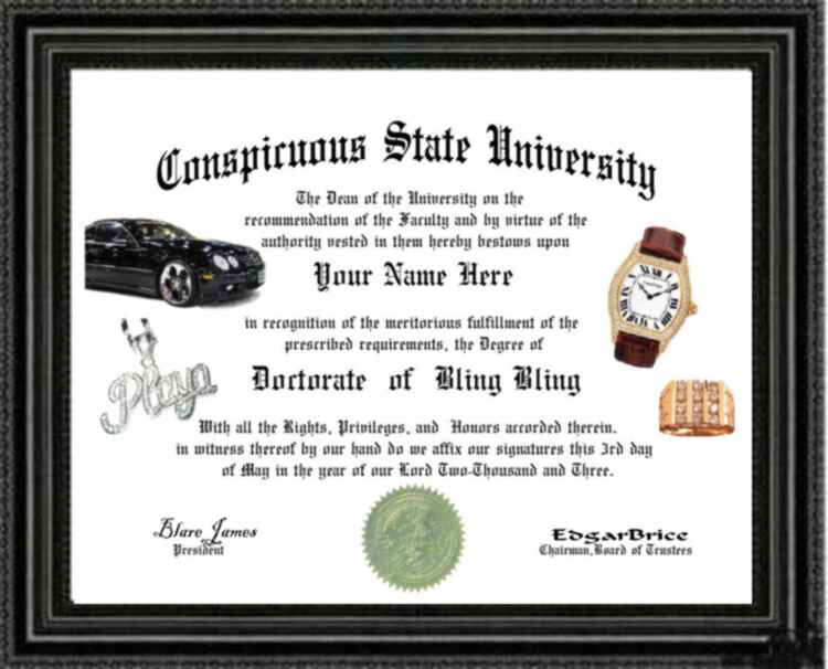 Bling Lover's Doctorate Diploma / Degree Custom made and Designed for YOU