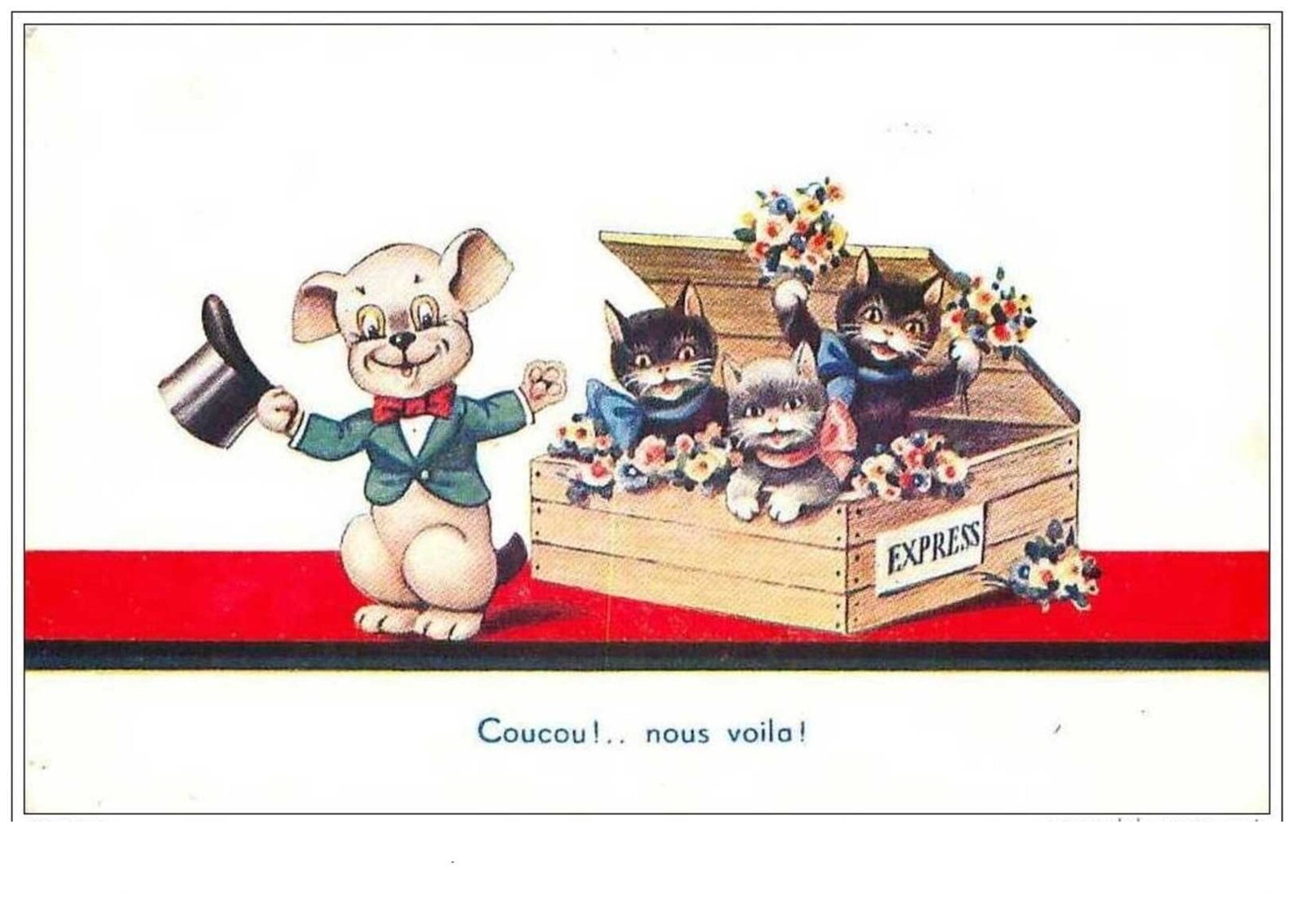 Cats N°1310 Hello Here We Are Piglet And Cats In A Box