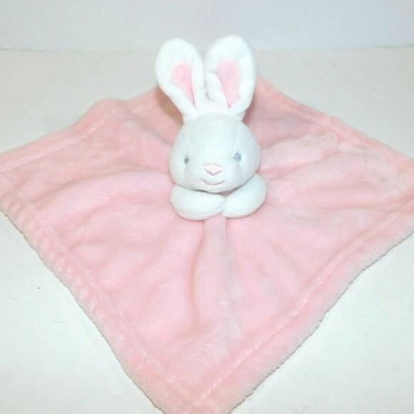 George White Pink Bunny Rabbit Plush Security Blanket Baby Lovey Nunu Soother