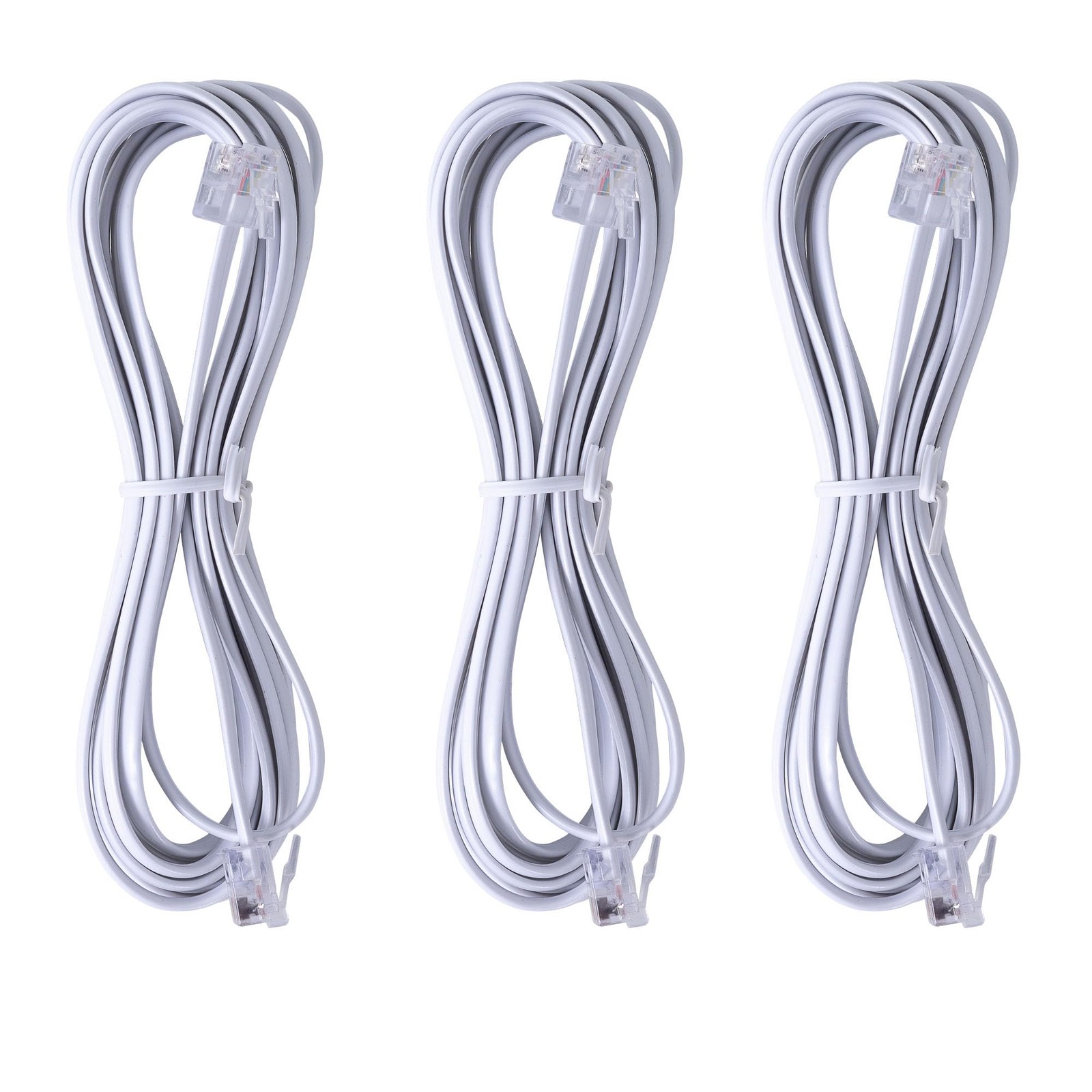 TOYAYAYO 3Pack RJ11 Cable Phone Cord for Landline 10ft 10 Feet 3 Pack White 