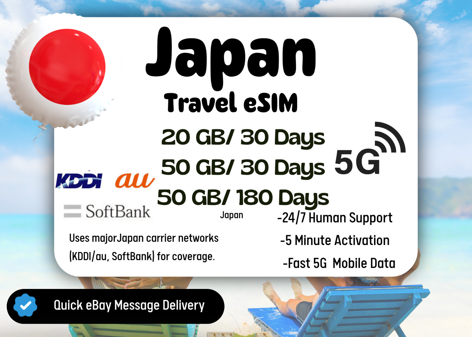 [eSIM]  Japan Travel eSIM Card, 20-50GB,30-180Days,QR Cod, Fast Delivery