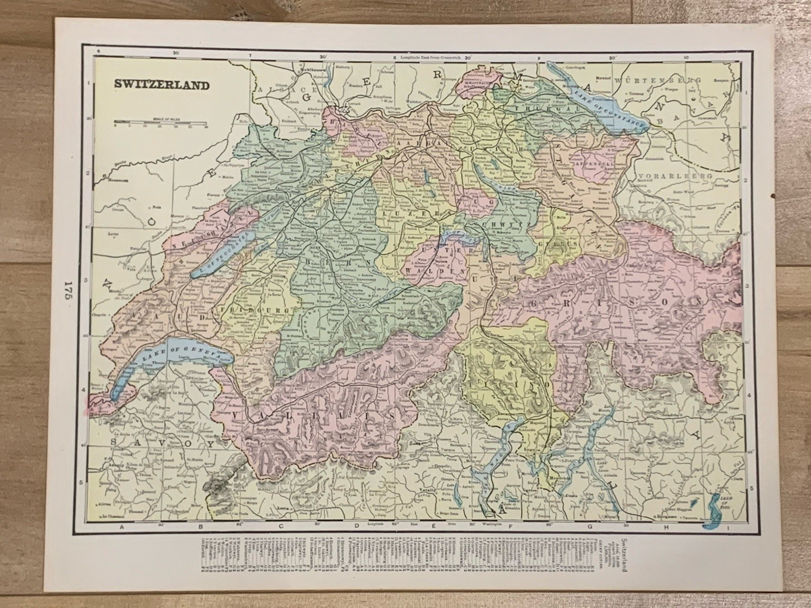 Italy / Switzerland 1898, Double Sided Map From World Atlas, original