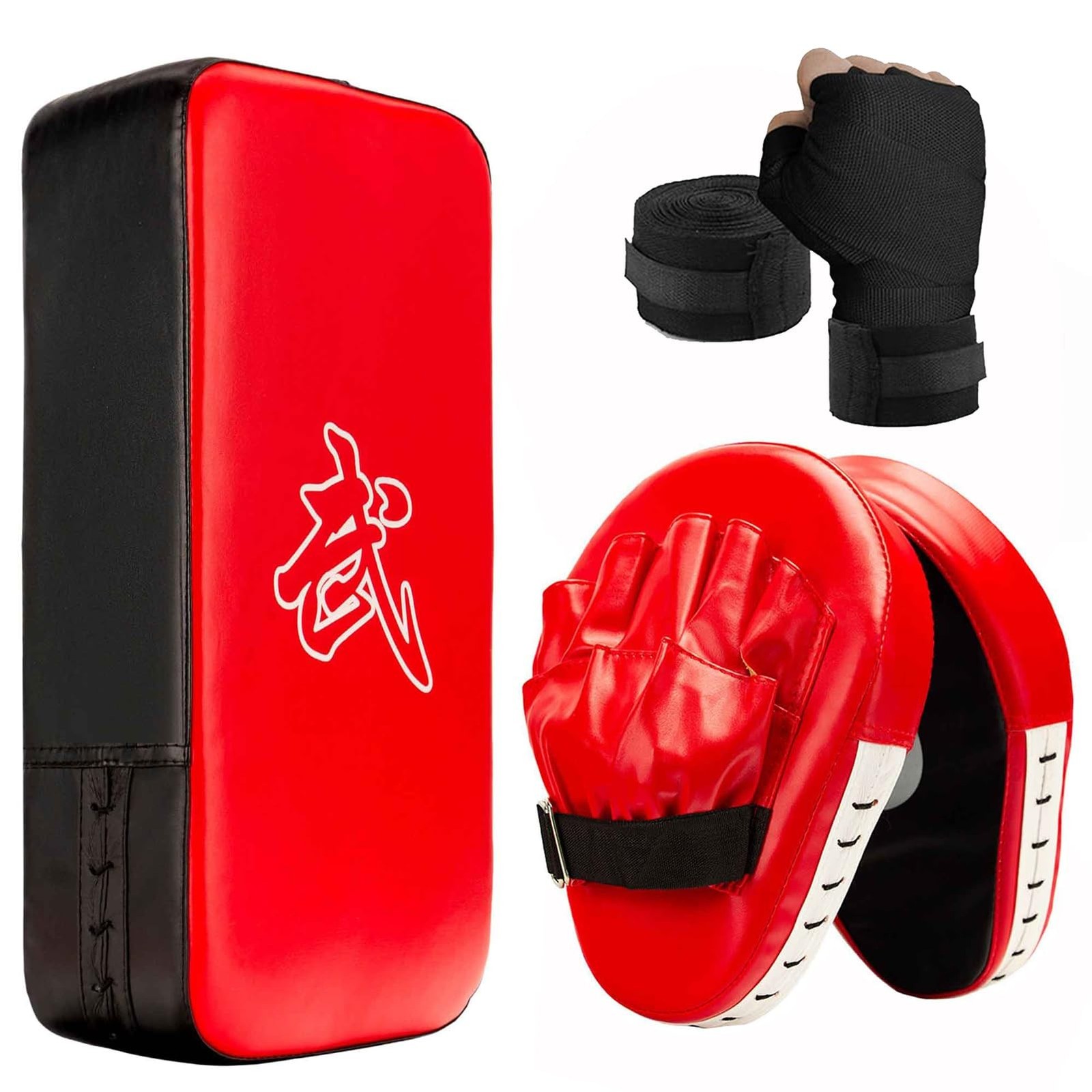 3-in-1 Boxing Pads and Kick Punching Mitts Set, Leather Hand Target Focus Pad...