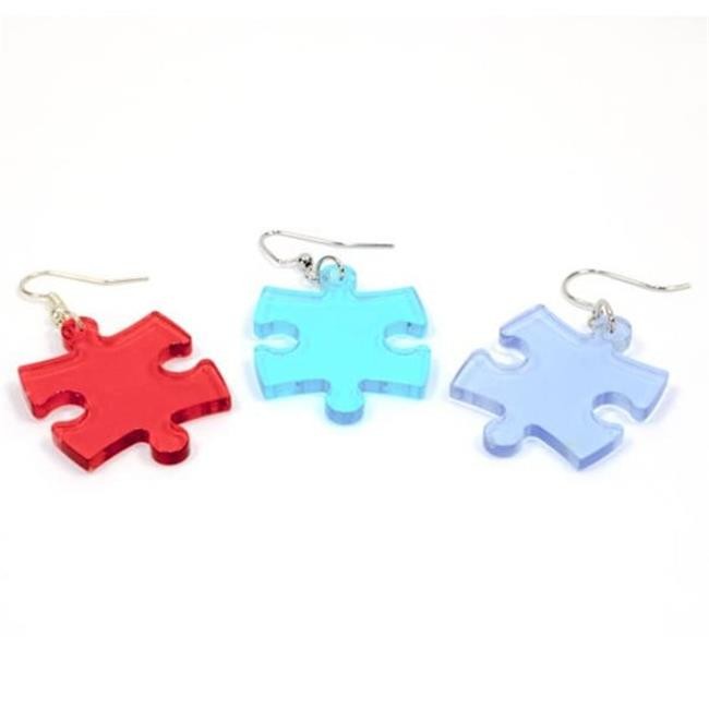 Chessex CHX54005 Hook Earrings Translucent Puzzle Piece - Set of 2