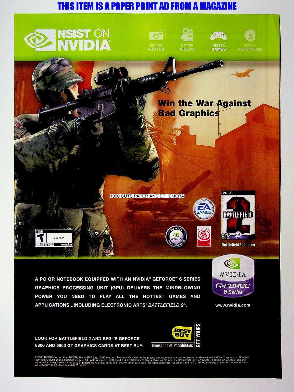 Battlefield 2 EA Games NVIDIA PC 2005 Trade Print Magazine Ad Poster ADVERT