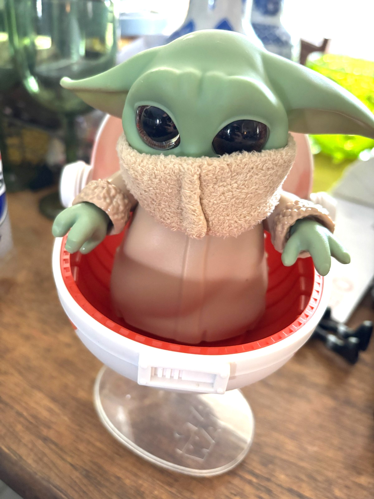 Star Wars Grogu Baby Yoda Hover Pram Figure Mandalorian Toy w/ Stand