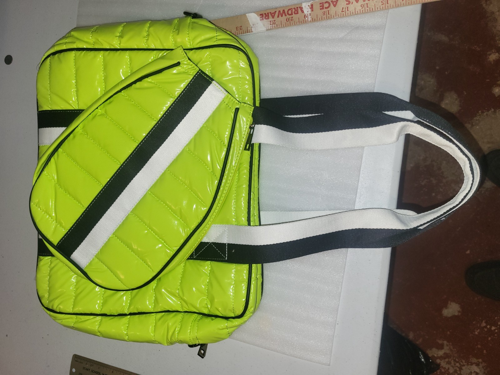 Quilted Puffer Pickleball Tote Bag - Neon Yellow - NEW!