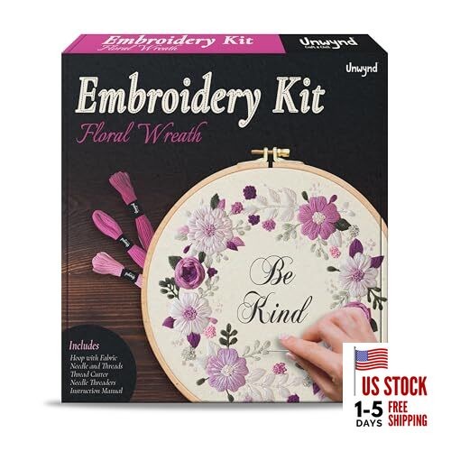  Embroidery Kit Theme for Beginners, Satin Stitch Hand Embroidery Kit Floral