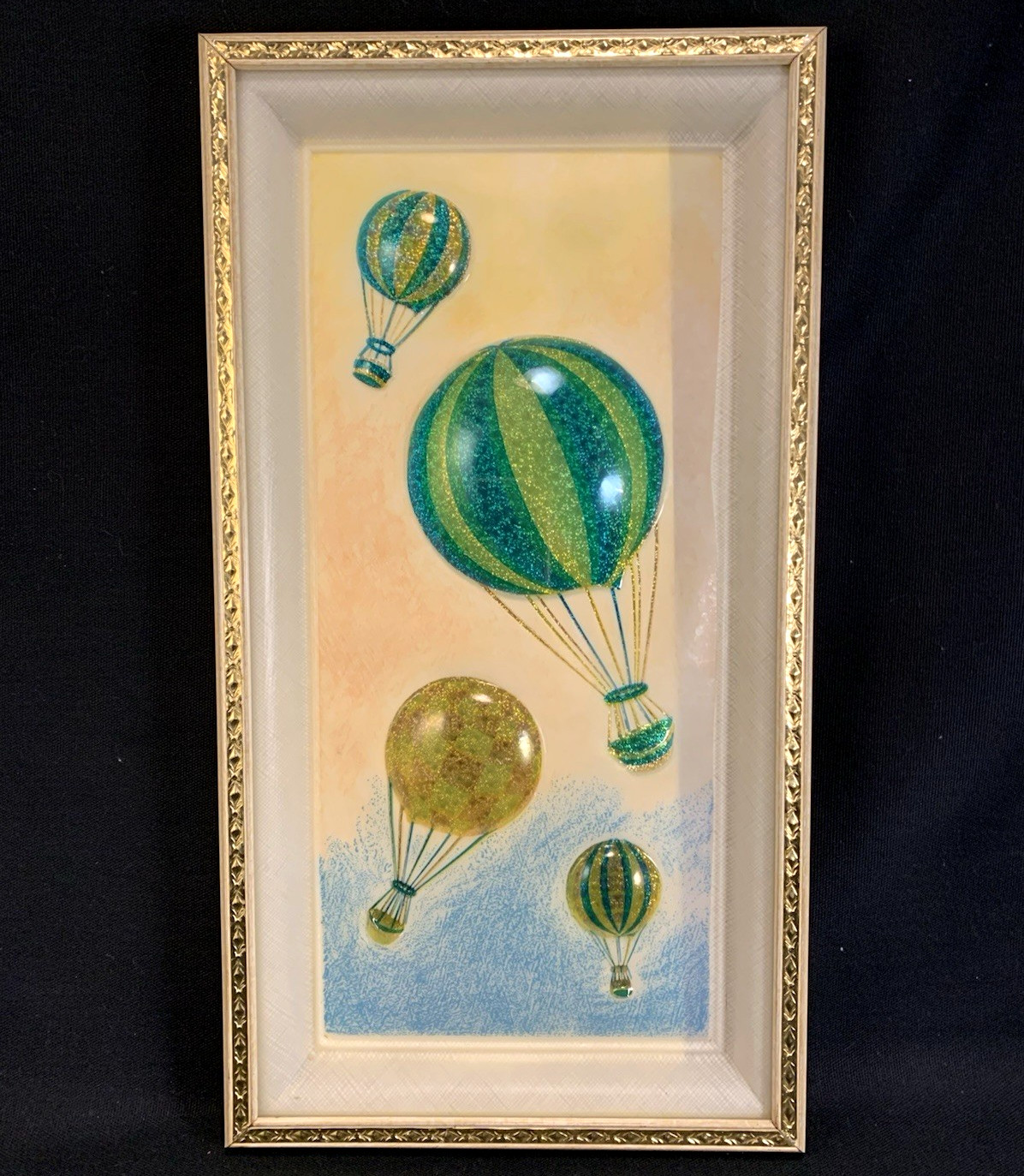 MCM Vintage Hot Air Balloons 3D Wall Art Framed Glass or Acrylic Baubles Unique