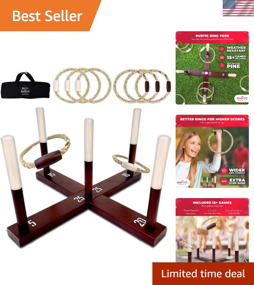 All-Weather Rustic Ring Toss Game - Perfect for Family Outdoor Gatherings