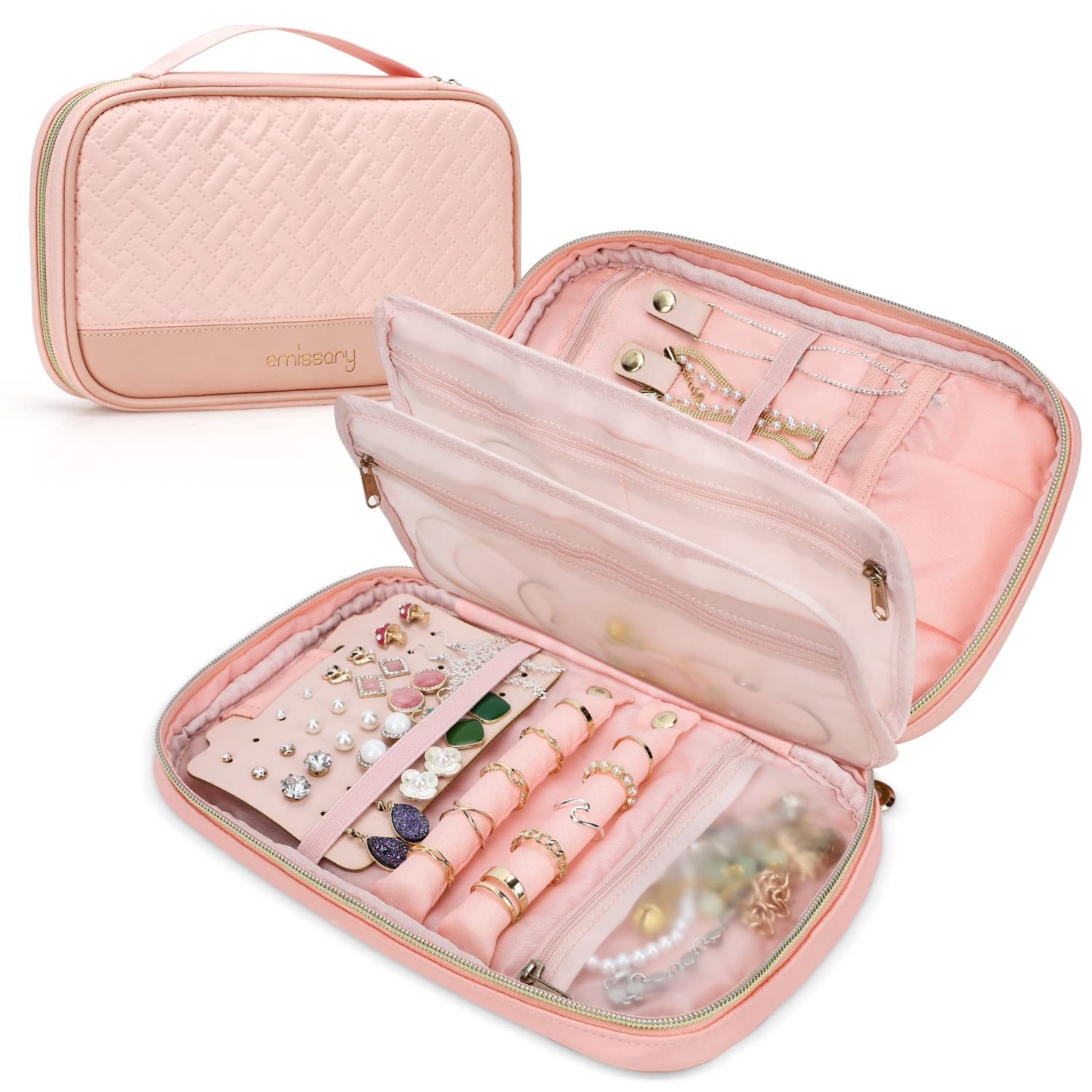 Jewelry Organizer Case Travel Jewelry Storage Bag for Necklace, Earrings, Rin...