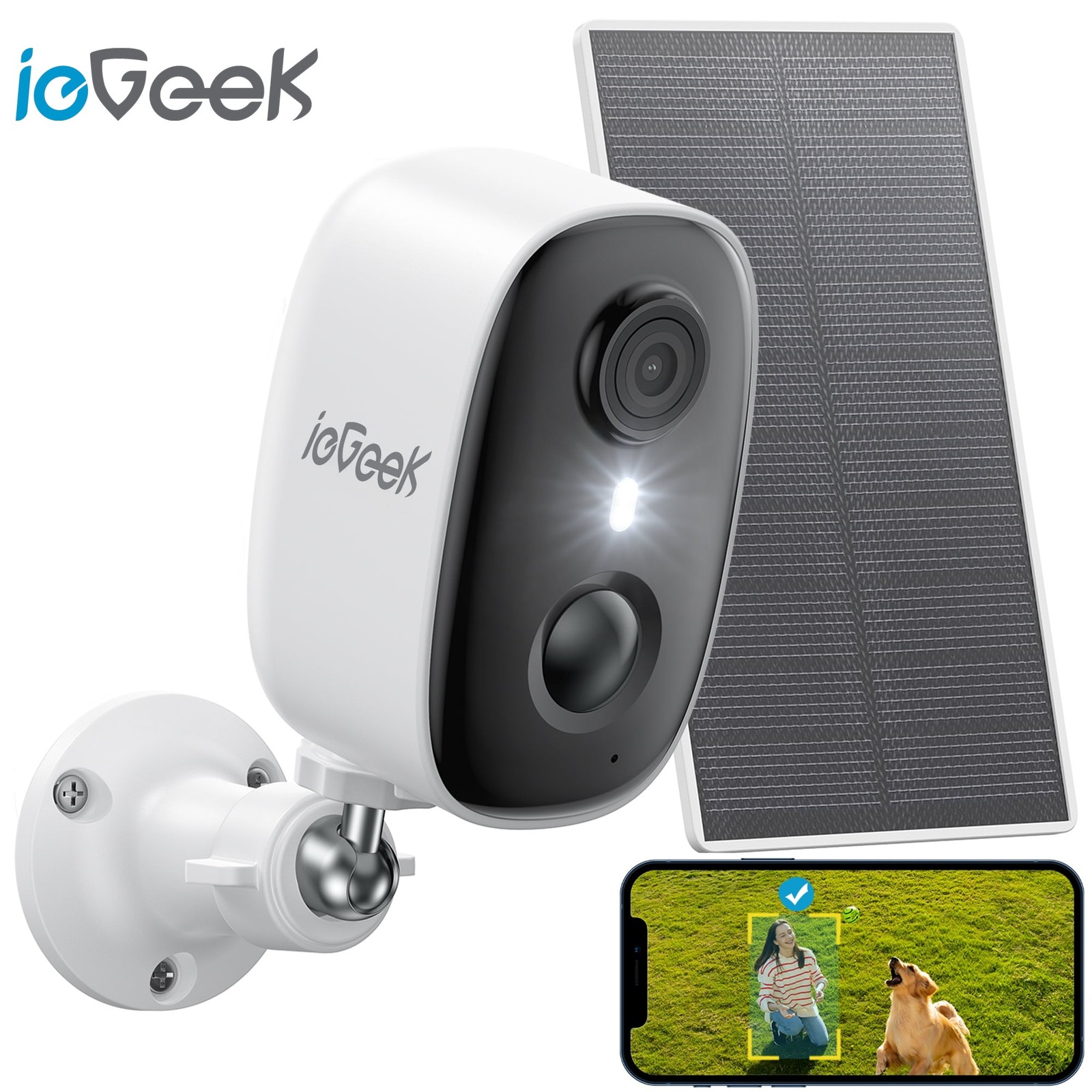 ieGeek F1 Solar Outdoor Security Cameras Wireless, 2K Color Night Vision, 3MP