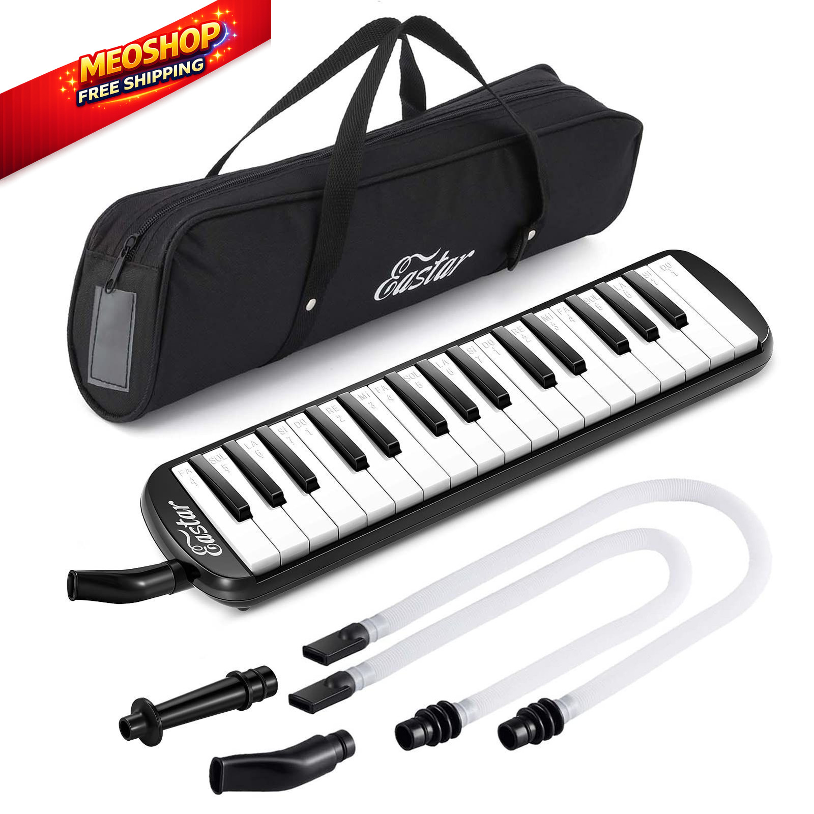 Eastar 32 Key Melodica Instrument Keyboard Soprano Air Piano 32 Key, Black 