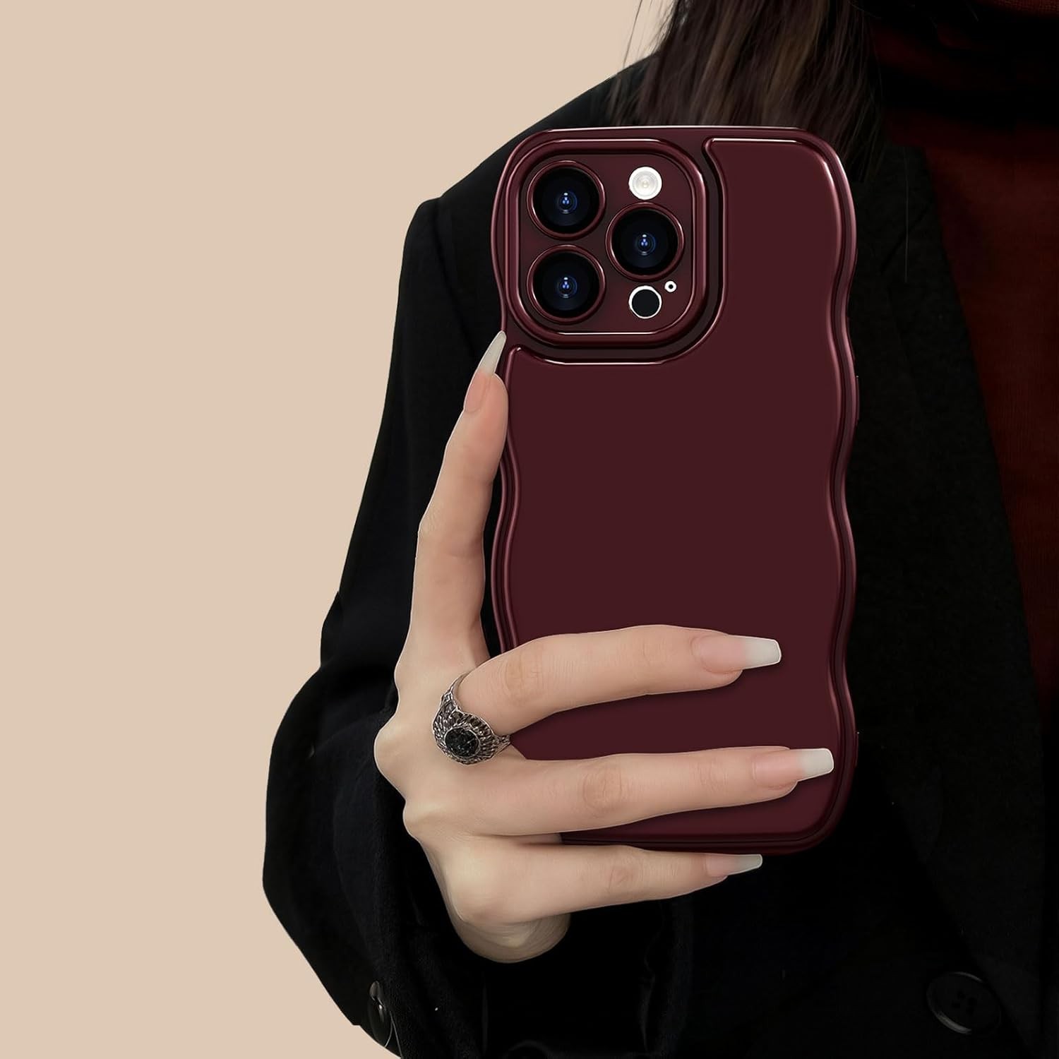 iPhone Pro Max Wave Curly Frame Case Cute Wavy Design Cover