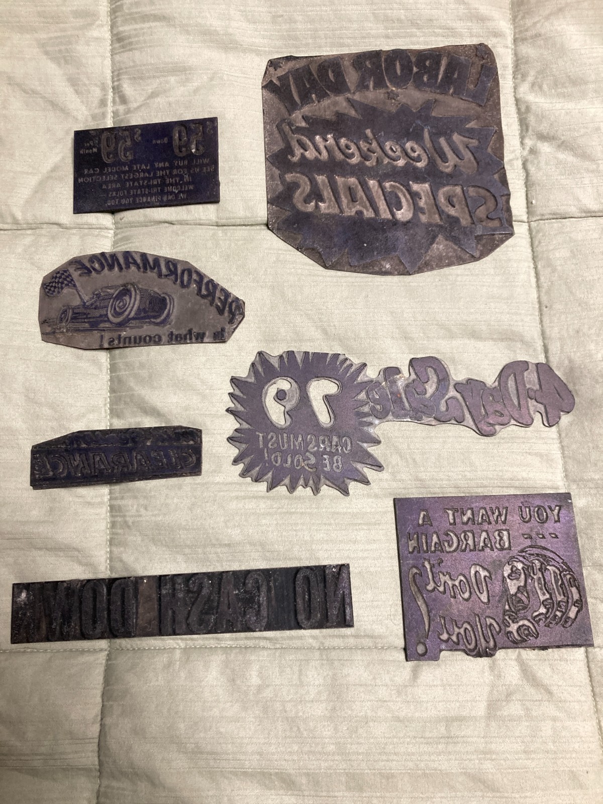 VINTAGE PRINTING PRESS PLATES LOT CARS & TRUCKS DEALERS ADVERTISEMENT USED READ