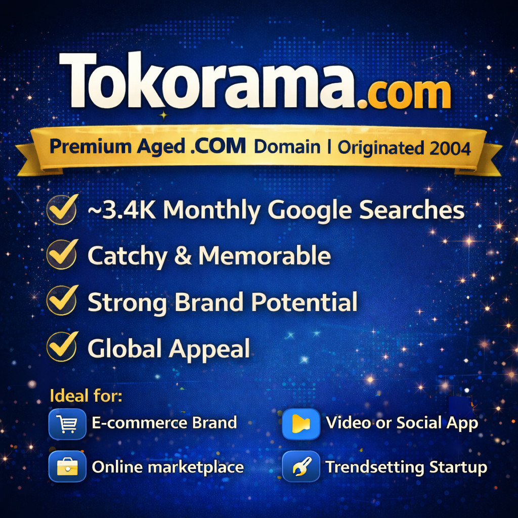 Tokorama.com Premium Aged .COM Domain (2004) 3.4k Monthly Searches – Brandable