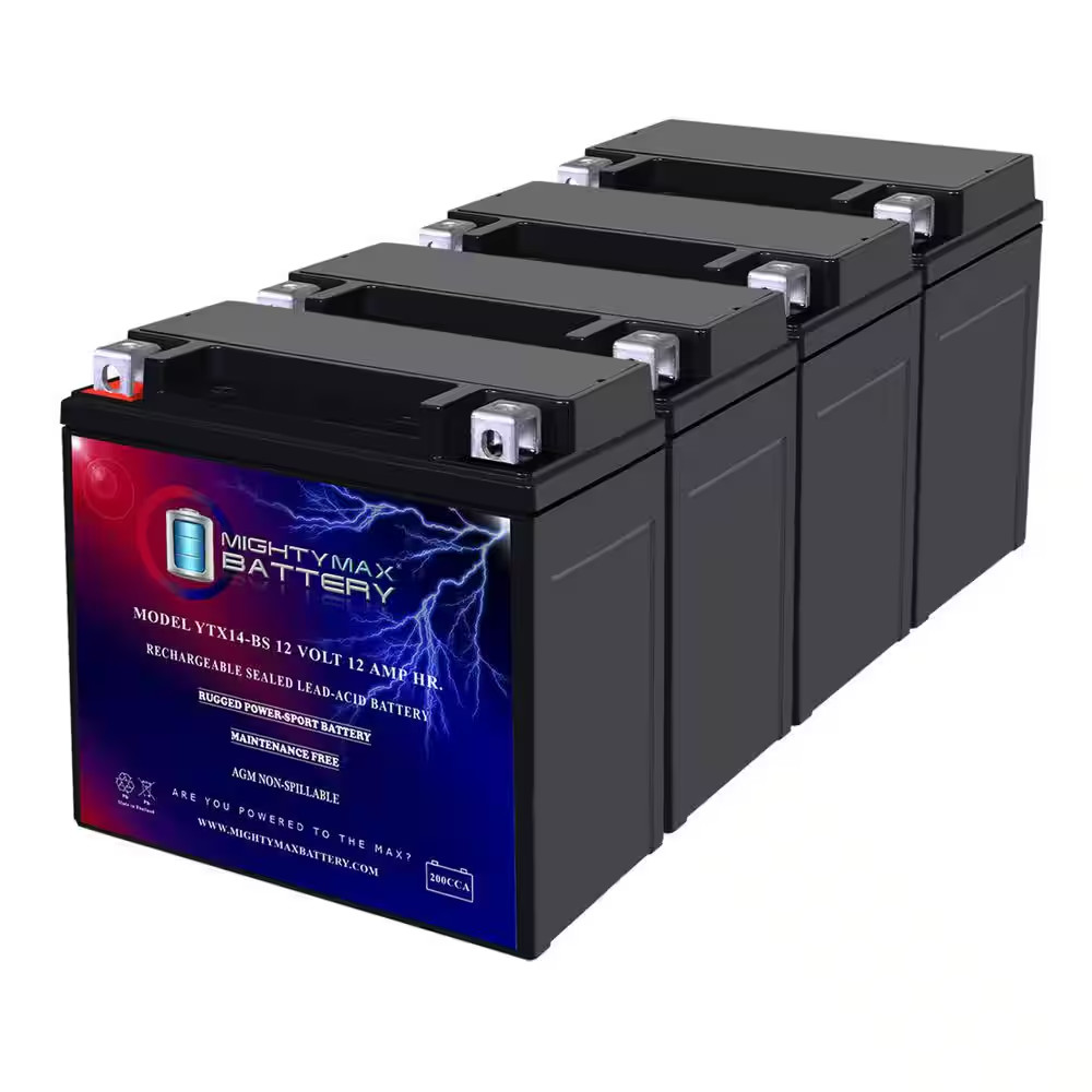 YTX14-BS Replacement Battery for Oumurs YTX14-BS - 4 Pack