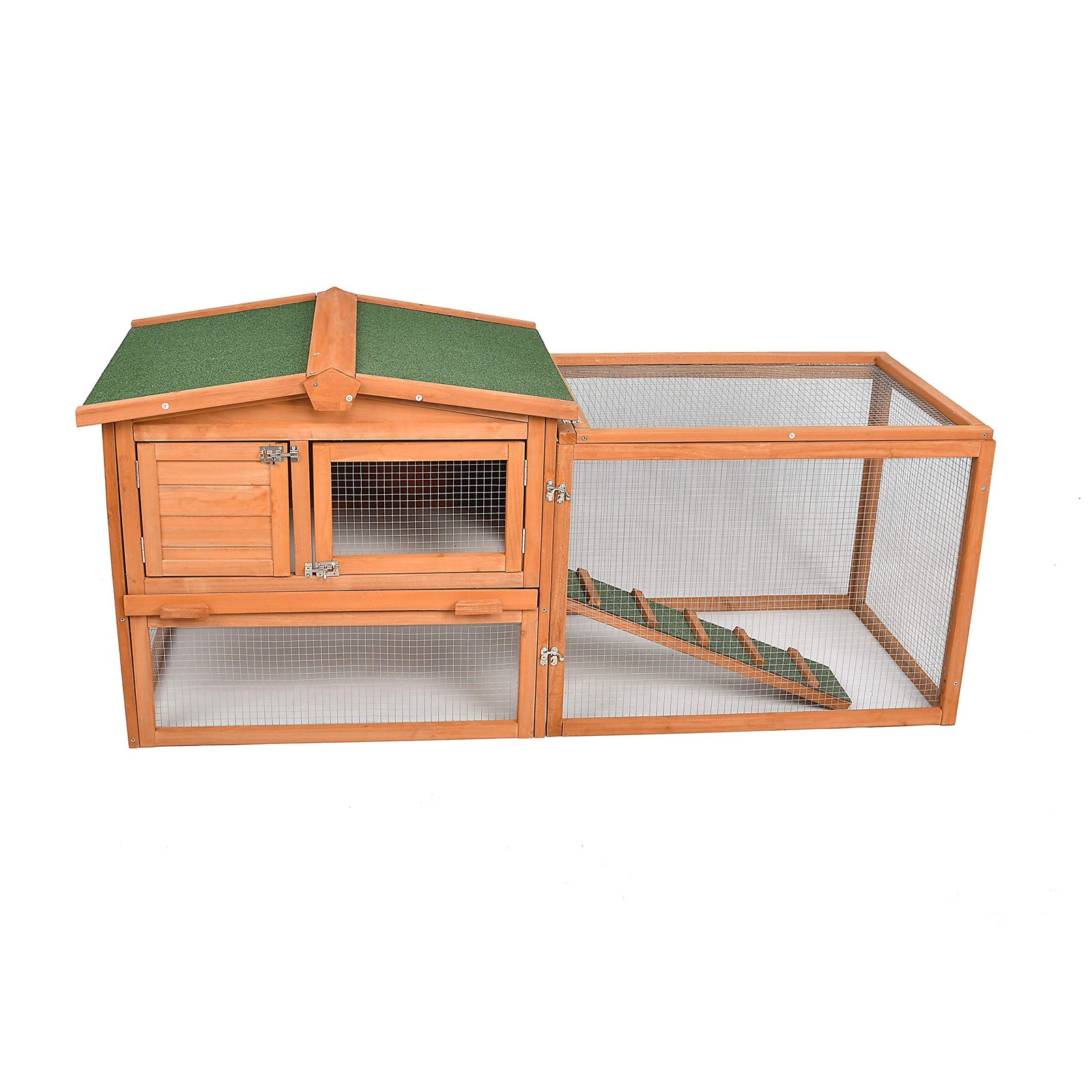 60" Chicken Coop Outdoor Wooden Rabbit Hutch Poultry Cage with Run