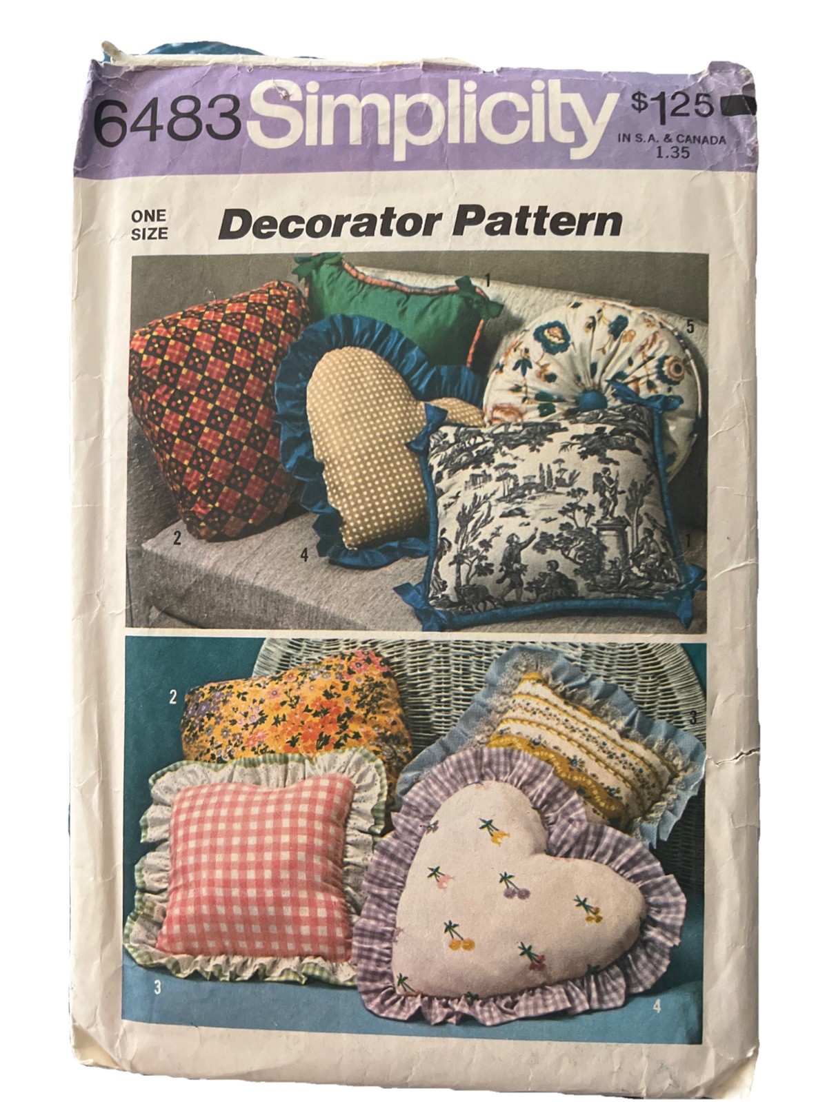 Vintage 70's Simplicity Round, Square Throw Pillow Pattern Uncut New  6483