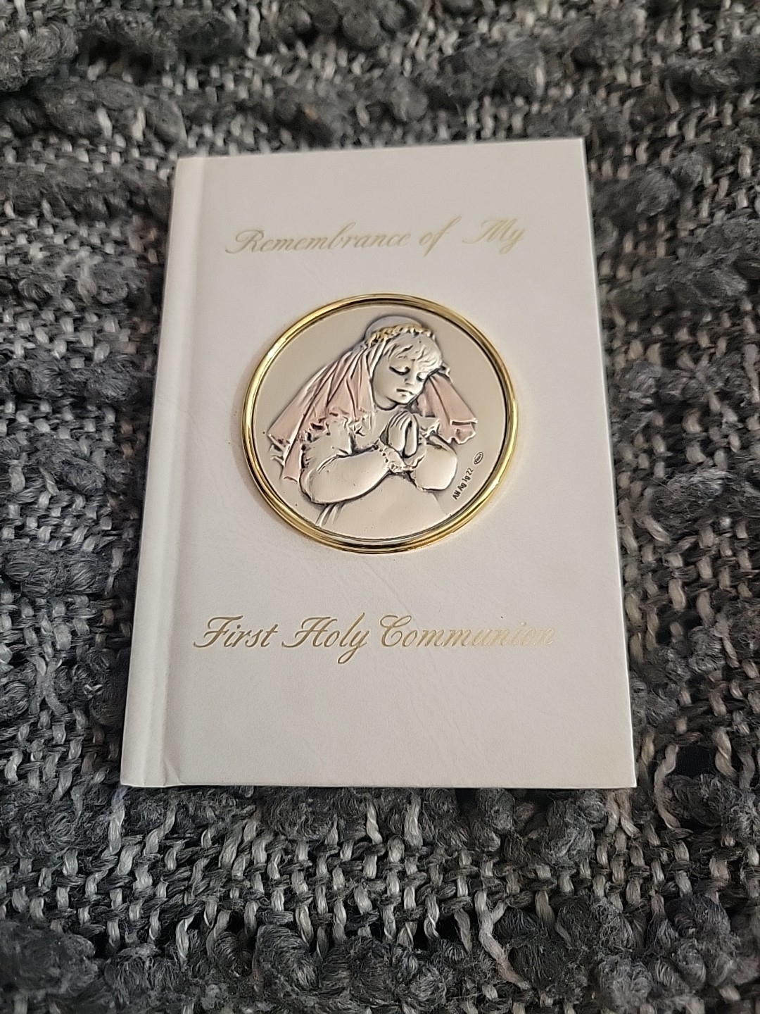 Remembrance of My First Holy Communion Mass Book w/ Large Sterling Medallion