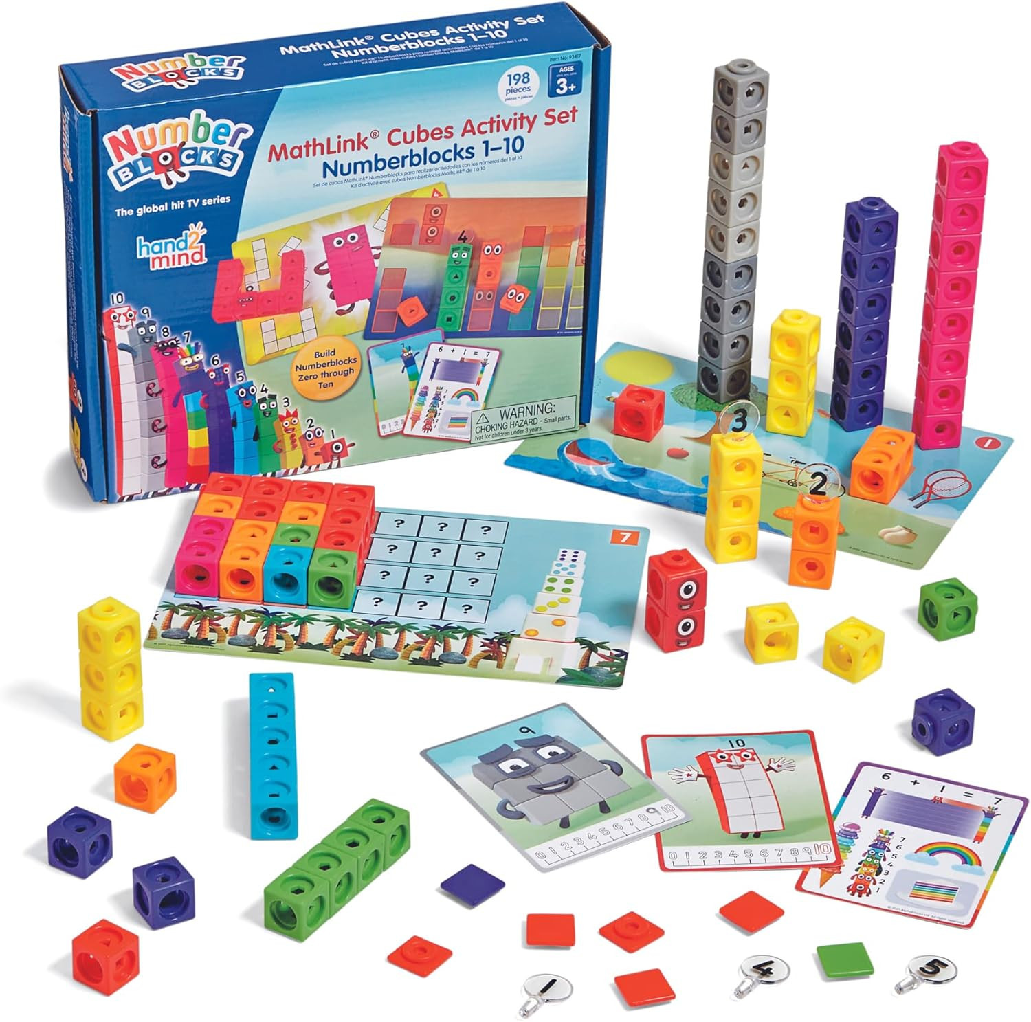 Mathlink Cubes Numberblocks 1-10 Activity Set, 30 Preschool Learning Activities,