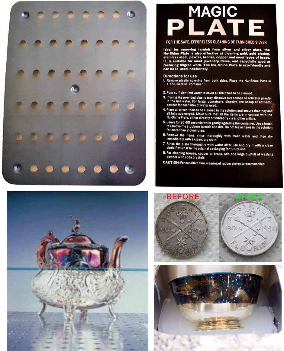 Magic silver metal cleaning plate -  removes tarnish from your brass antiques