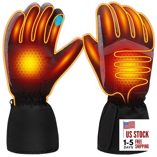  Heated Gloves for Women, Battery Heating Hand Warmer Glove with Touchscreen, 