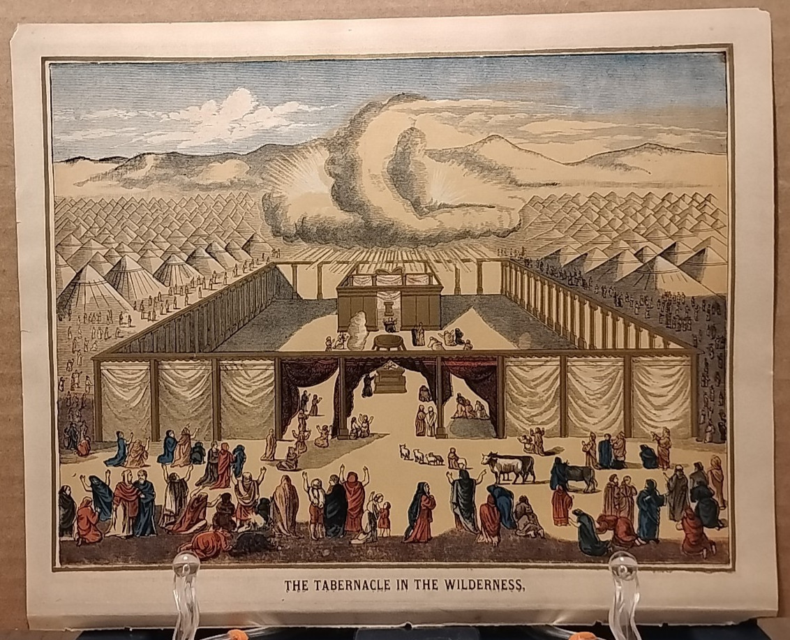 1884 - Vintage TABERNACLE IN THE WILDERNESS Antique Bible Print from 1800s