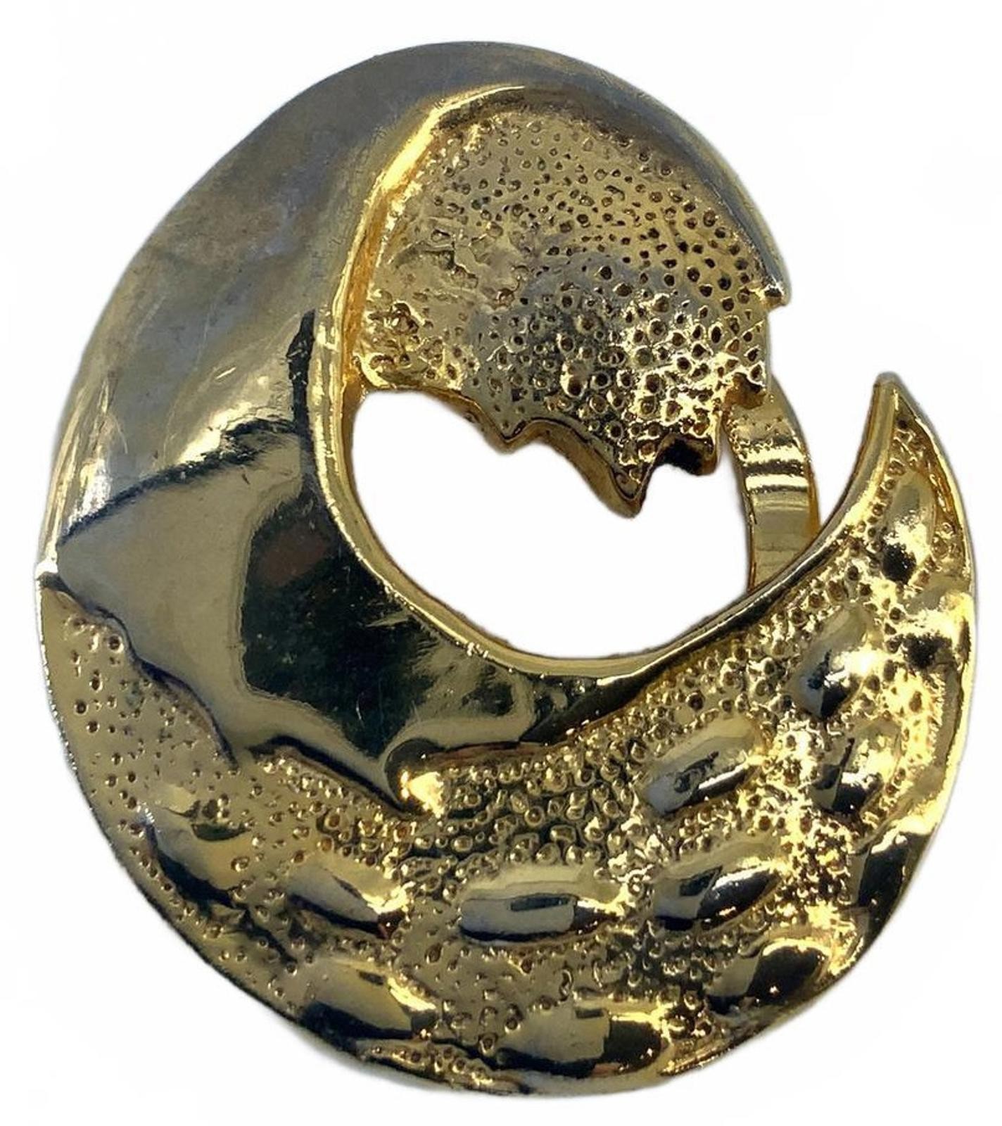 Vintage Gold Tone Textured Abstract Swirl Scarf Clip Geometric Boho Accessory