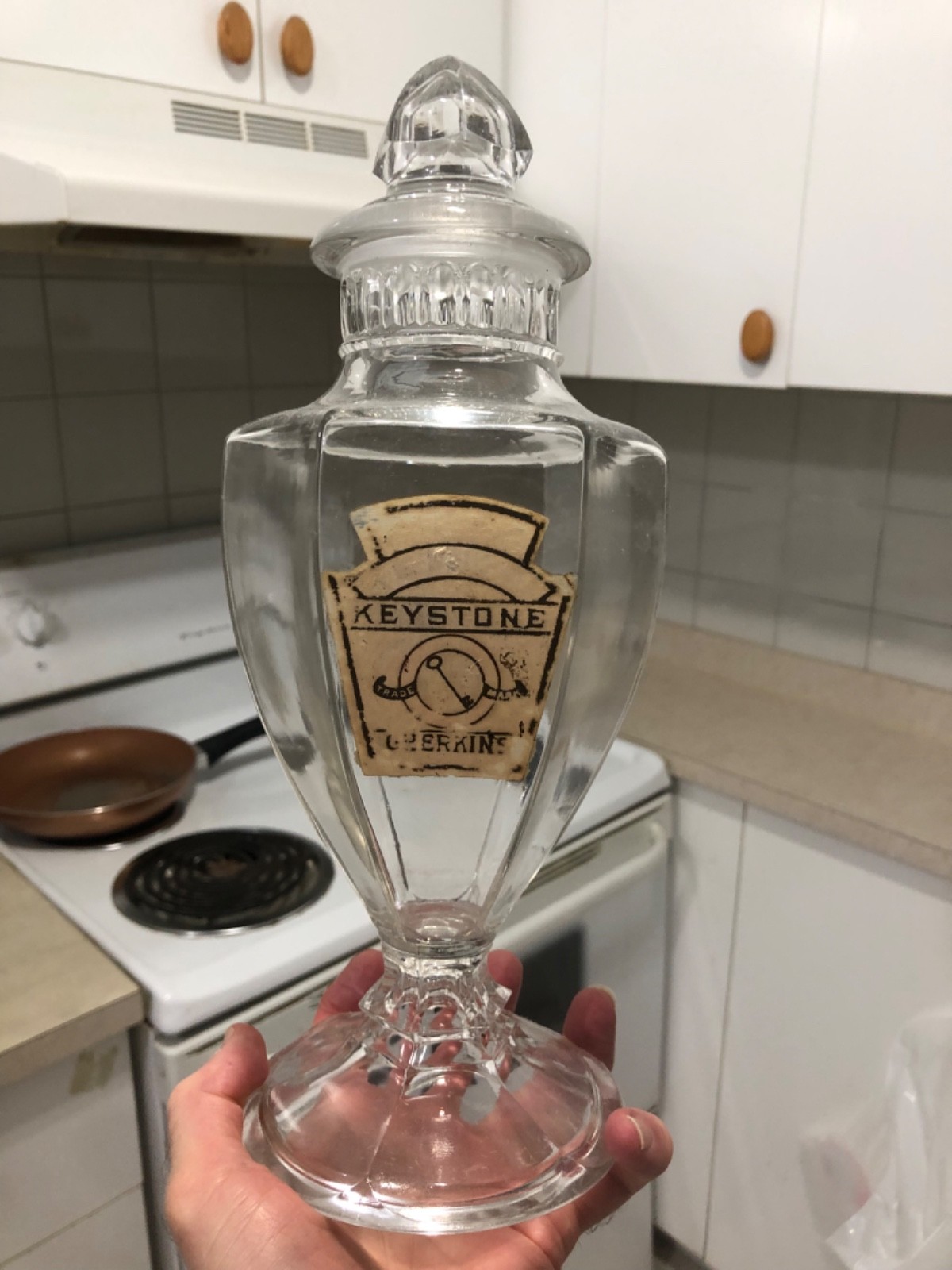 VINTAGE 11 1/2” MINTY CLEAN c1900 6-SIDED PURITAN “HEINZ GHERKINS” PICKLE JAR