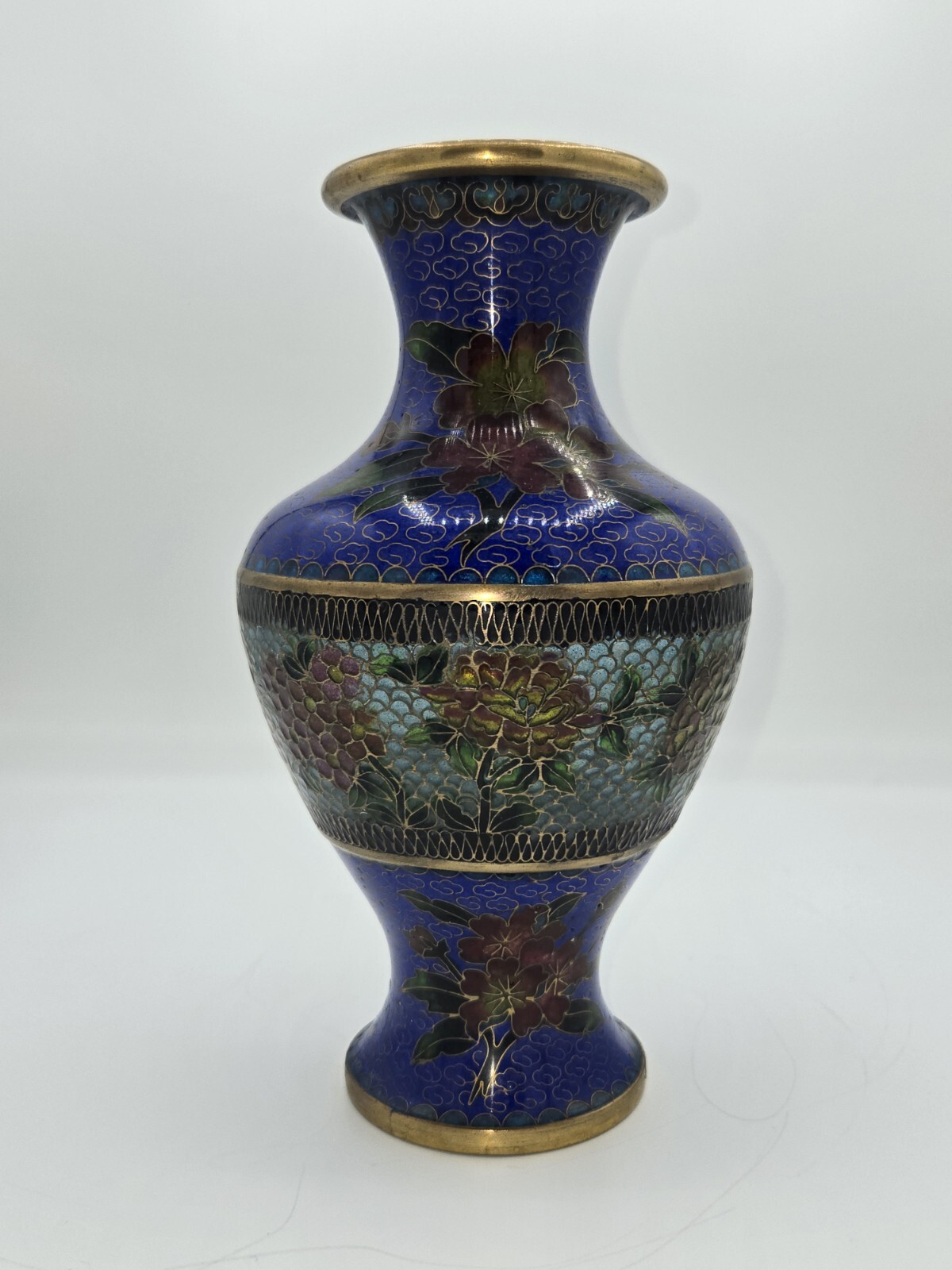 Rare Vintage Chinese Cloisonné 景泰藍 Enamel And Translucent Vase Circa 1950 9"