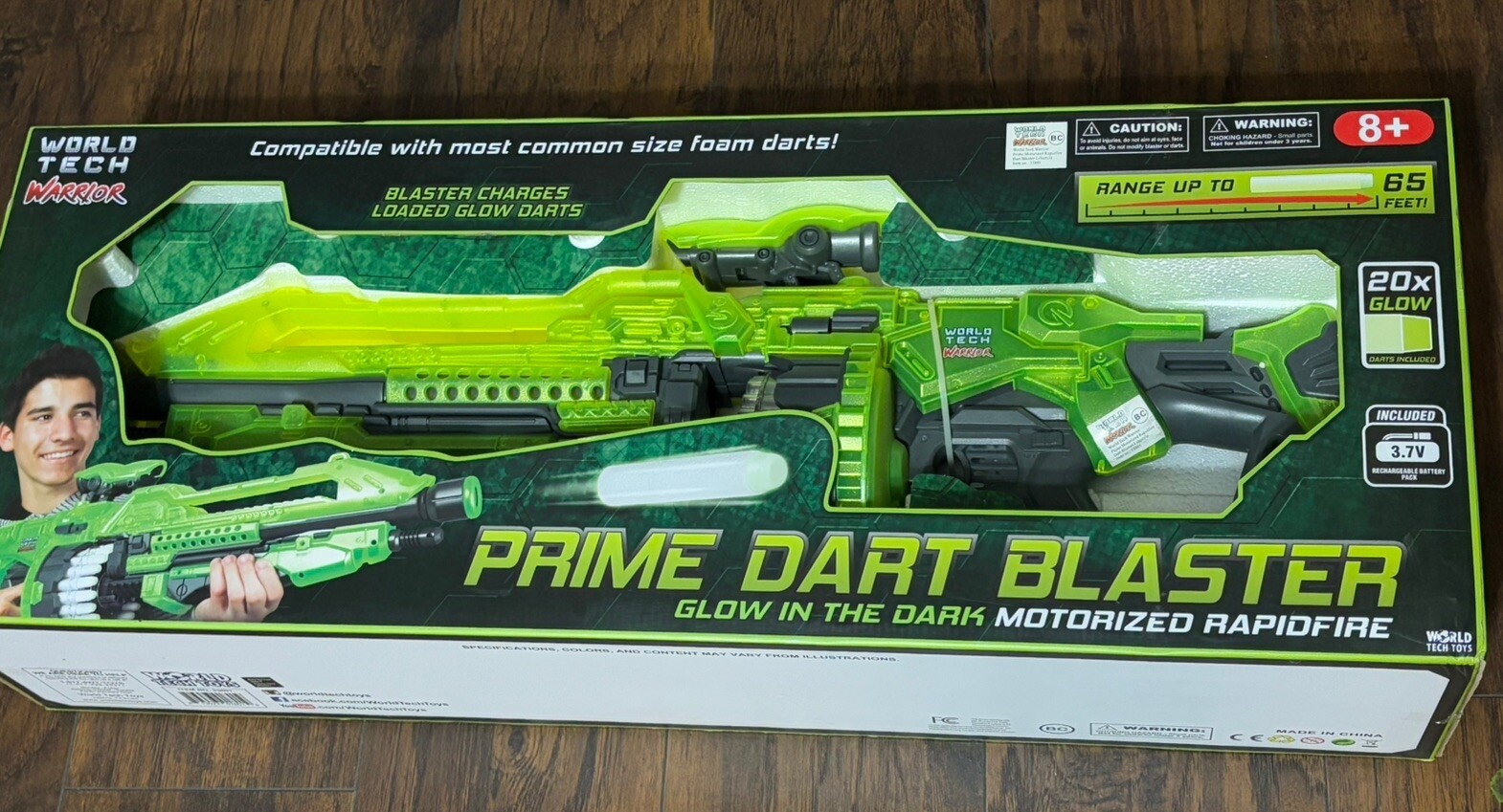 World Tech Warrior Semi-Automatic Glow in The Dark Soft Dart Rifle