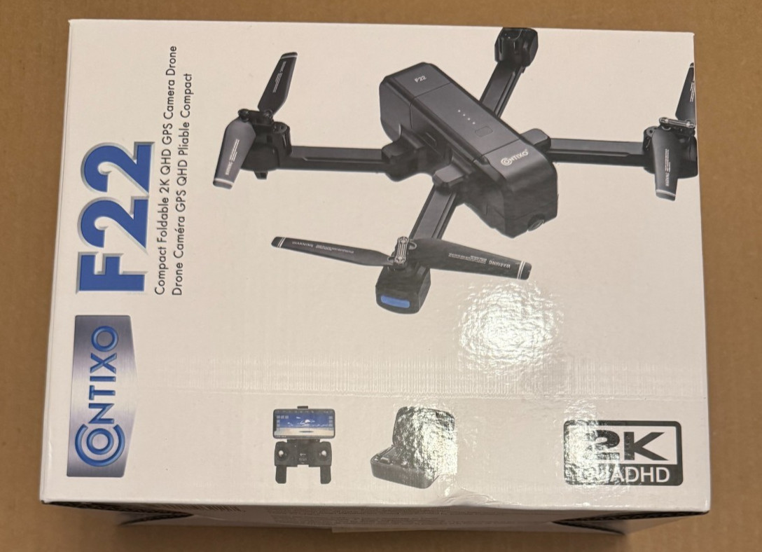 Contixo F22 Foldable Quadcopter Drone 2K QUADHD GPS CAMERA DRONE - BLACK - NEW