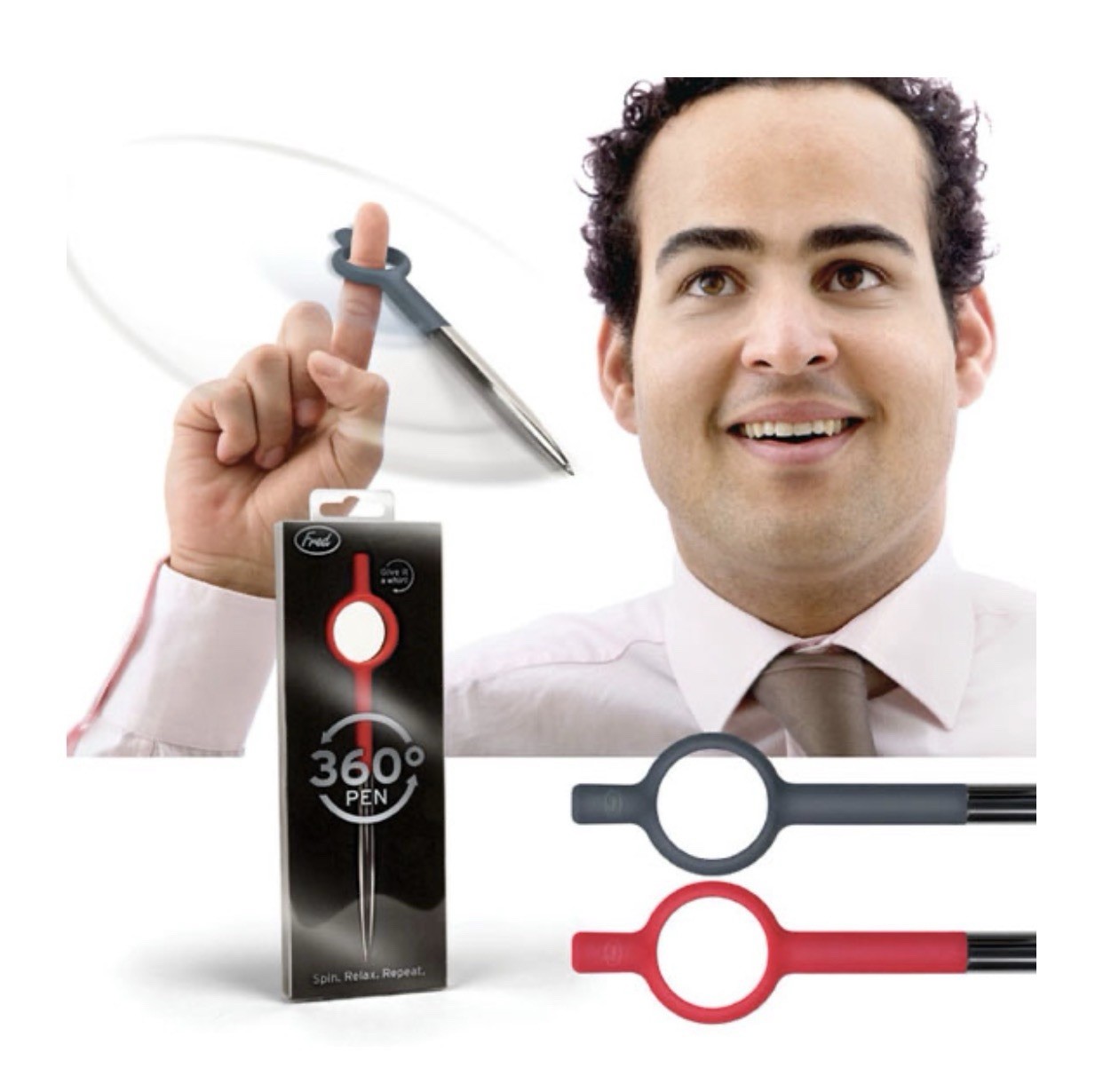 RED RELAX FINGER FLIP TWIRL FIDGET SPINNER SPINNING PEN COMFORT GRIP 360 Degree