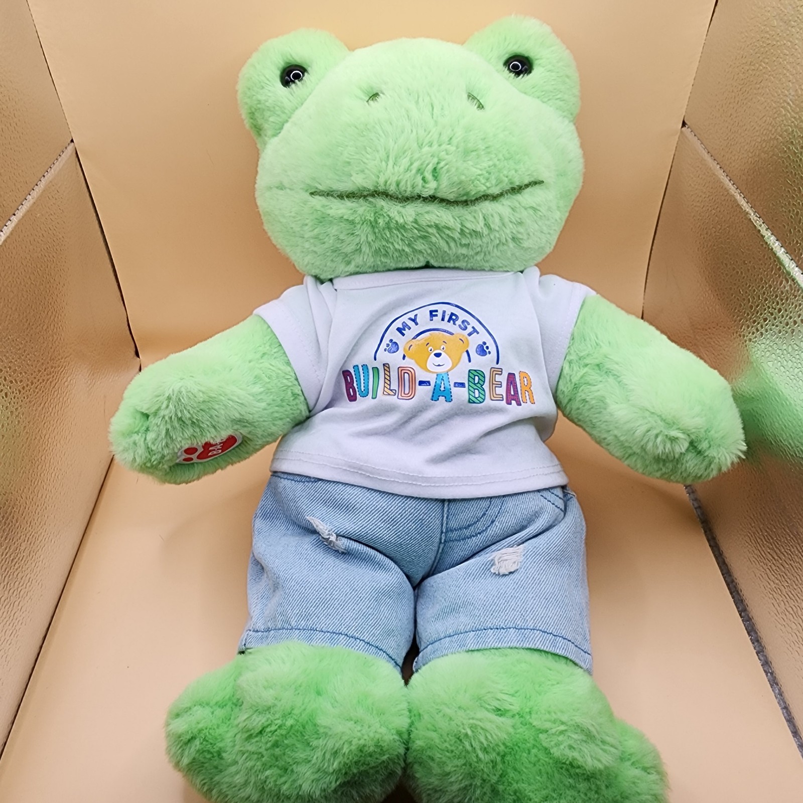 🐸 Build A Bear 16" Spring Green Frog Plush BABW * Smoke Free Home