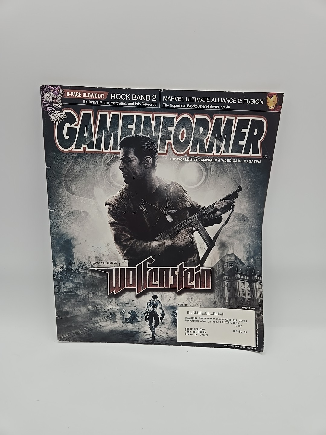 Game Informer Magazine Aug 2008 Issue 184 Wolfenstein Final Fantasy 4 Fracture