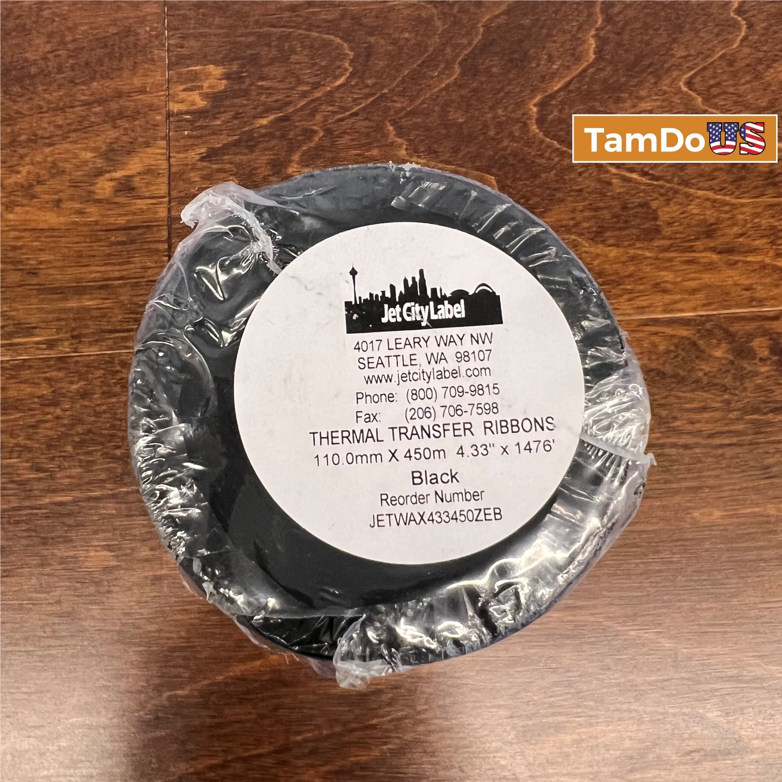 (30 Rolls) Jet City Label Thermal Transfer Ribbon – 110mm x 450m Black Wax